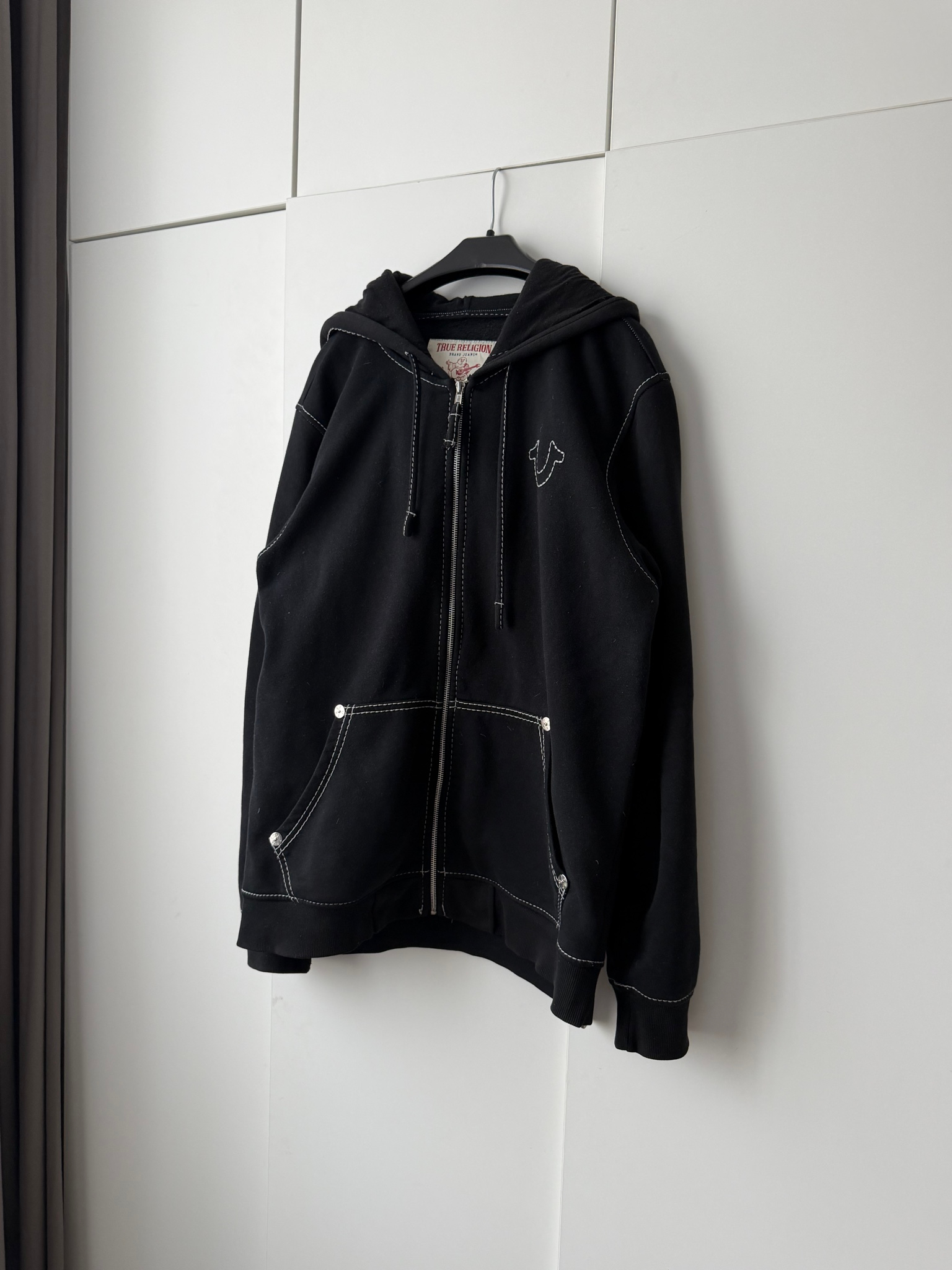 True Religion Big Buddha Black zip hoodie, миниатюра 1
