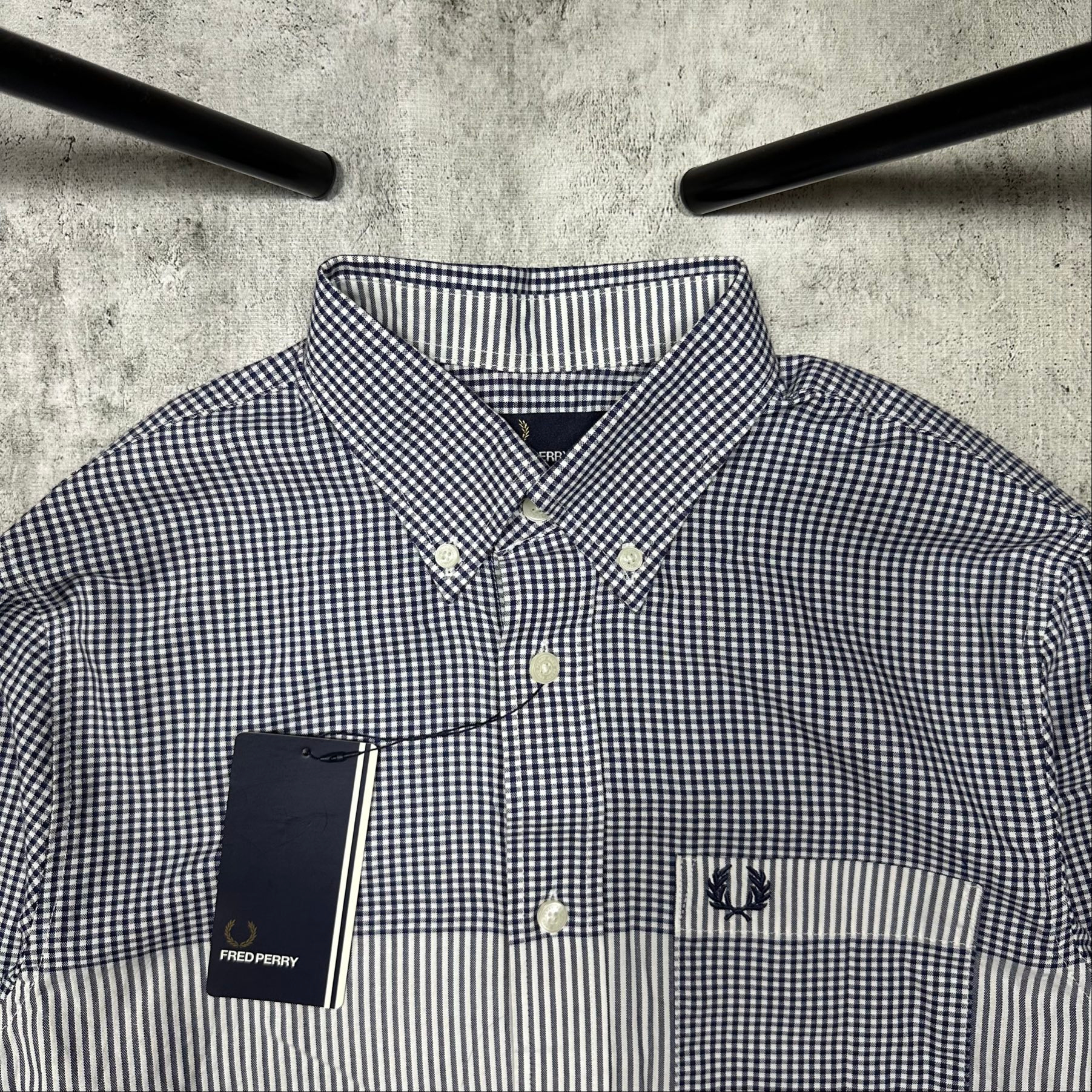 Fred Perry Blue small-check gingham shirt, миниатюра 8