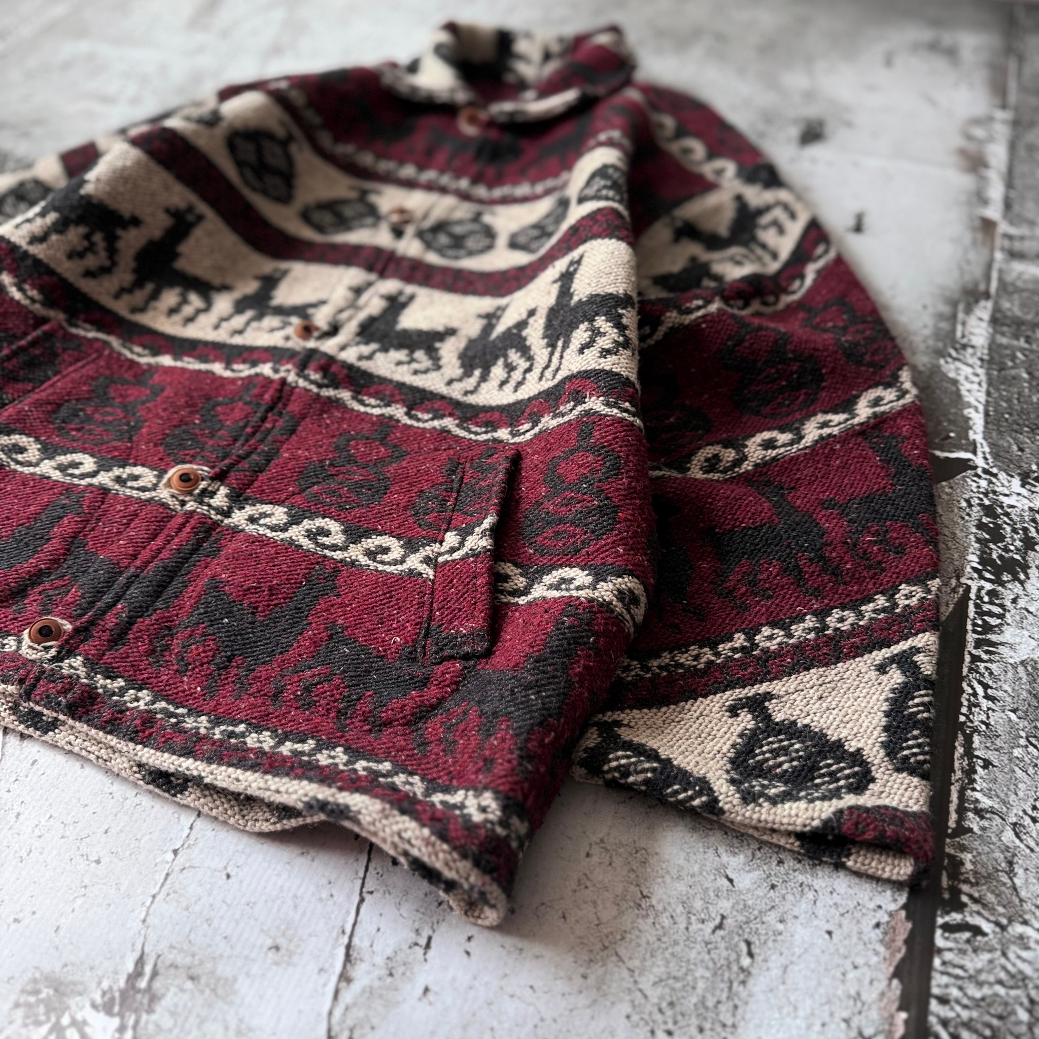 Graham Green 1980s Vintage Llama Wool Blanket Jacket, миниатюра 6
