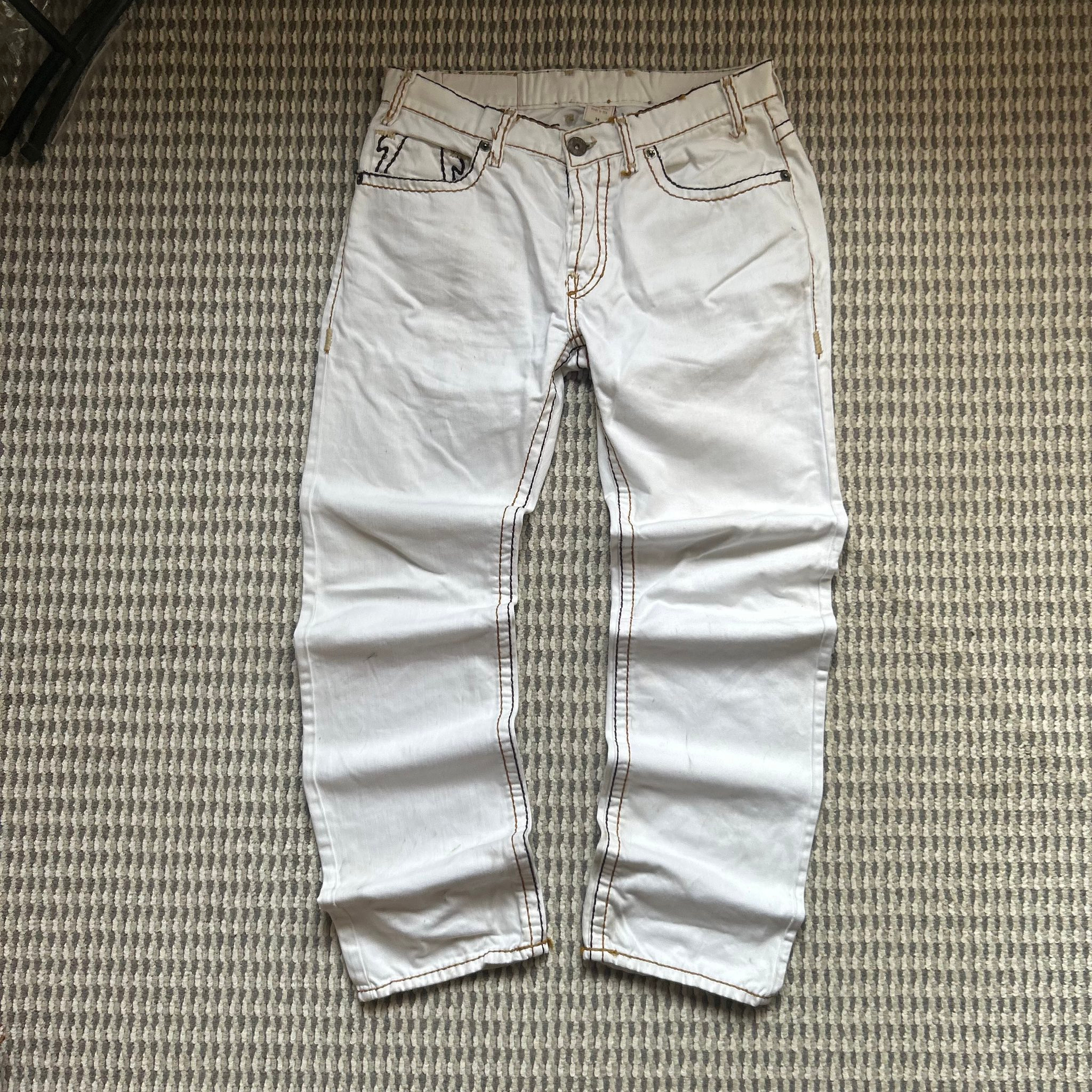 True Religion Logan Super T White Slim Fit Big Logo Jeans, миниатюра 4