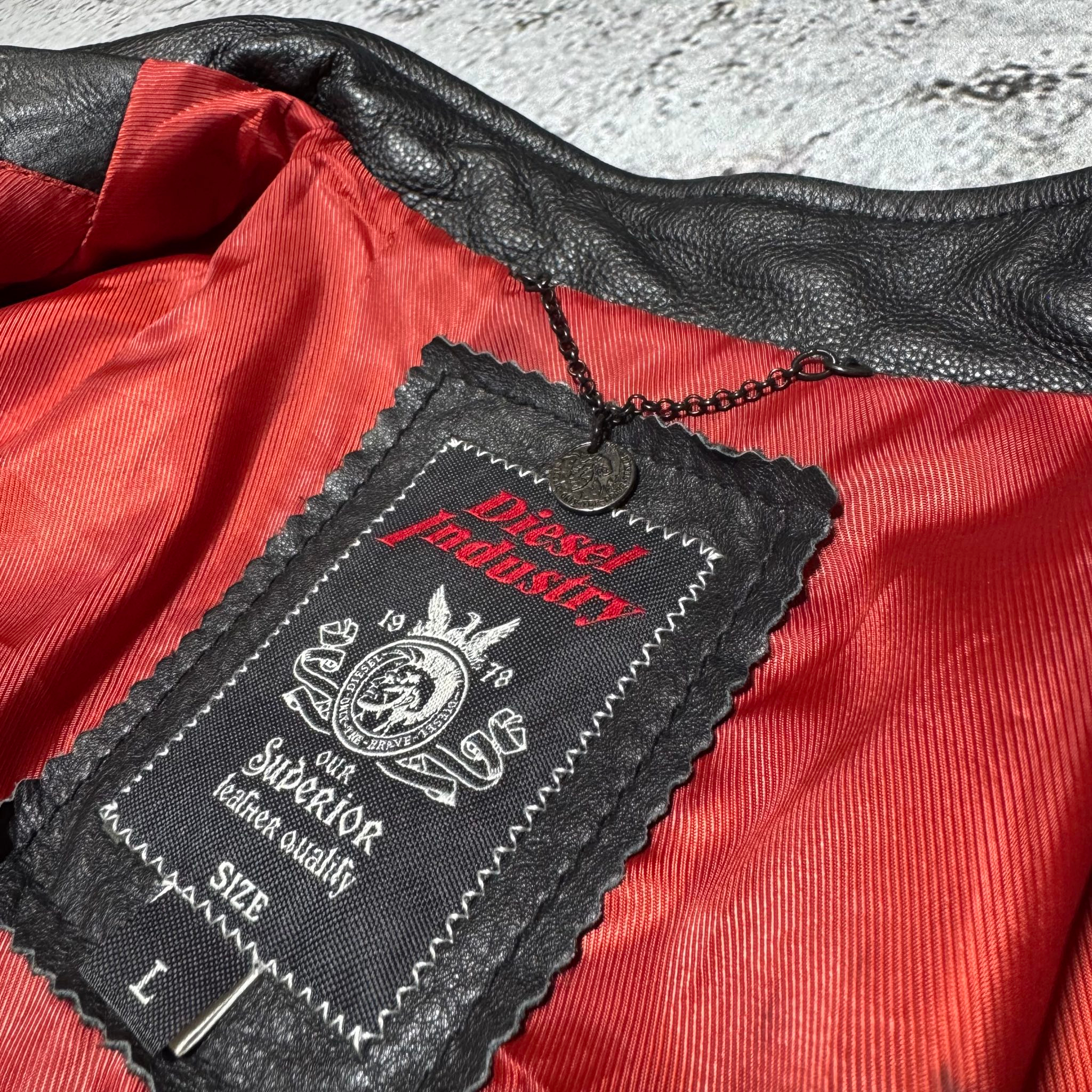 Diesel Leather Jacket Rider Biker, миниатюра 3