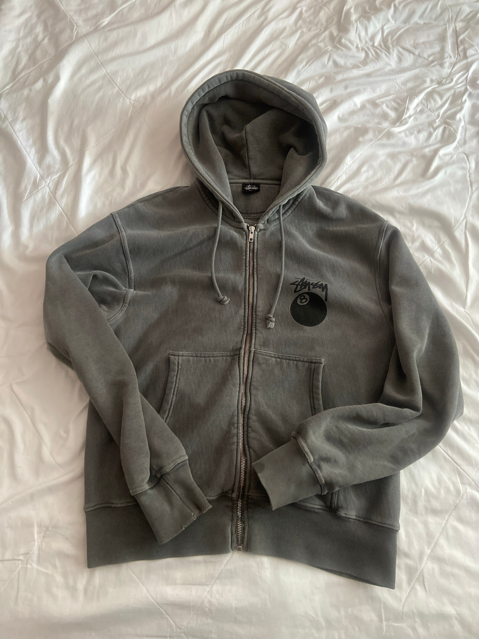 Stussy 8 ball pig dyed zip hood, миниатюра 1