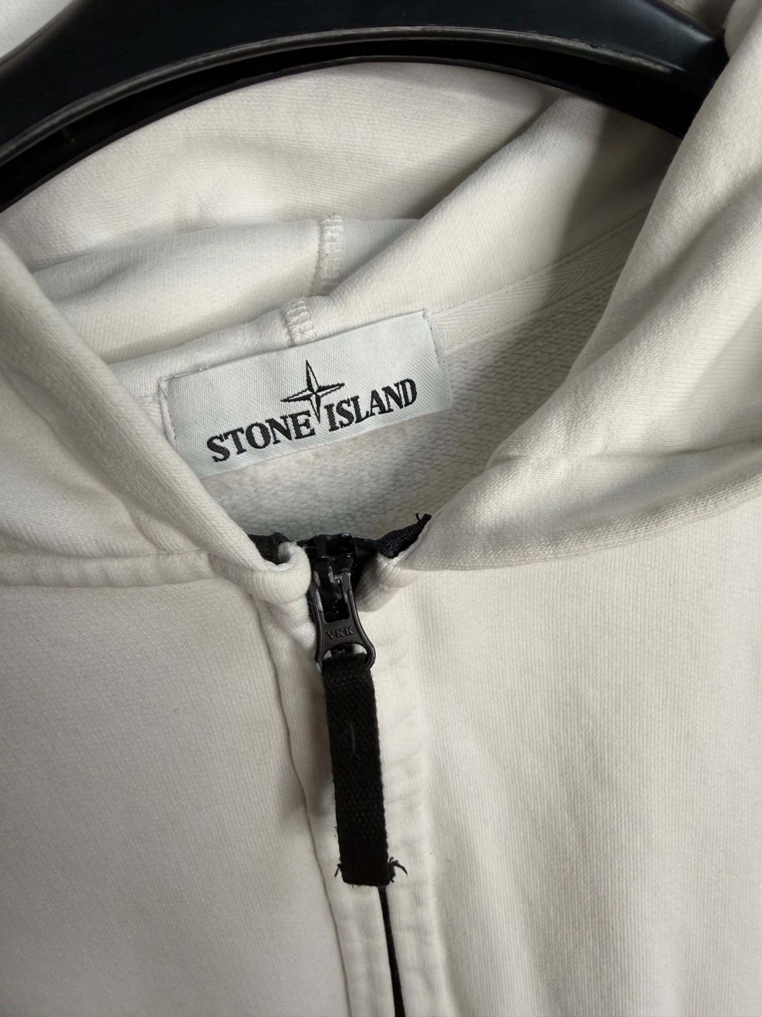 Stone Island White hoodie zip, миниатюра 3