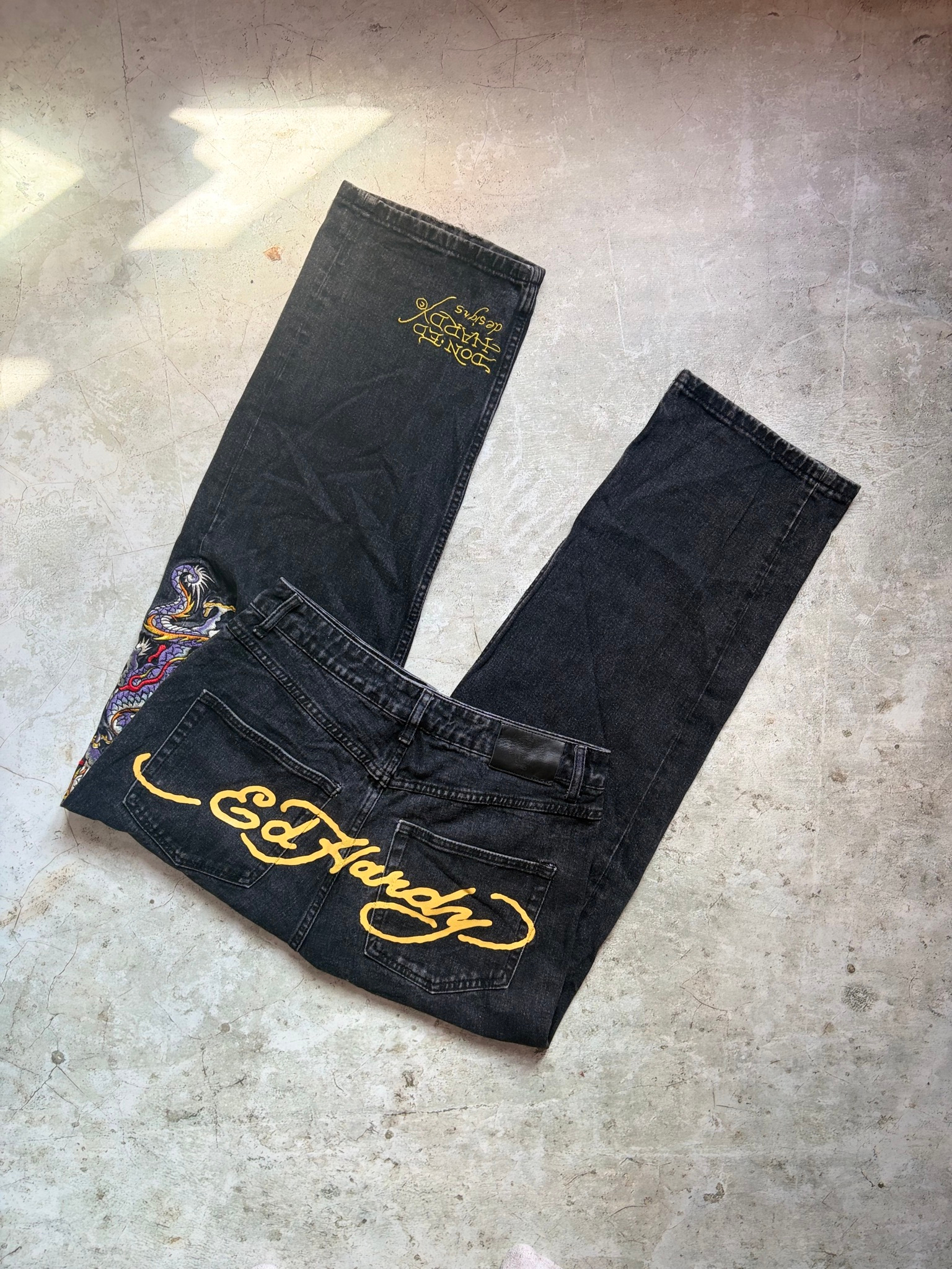 Ed Hardy Battle-Dragon Tattoo Baggy Y2K jeans, миниатюра 6