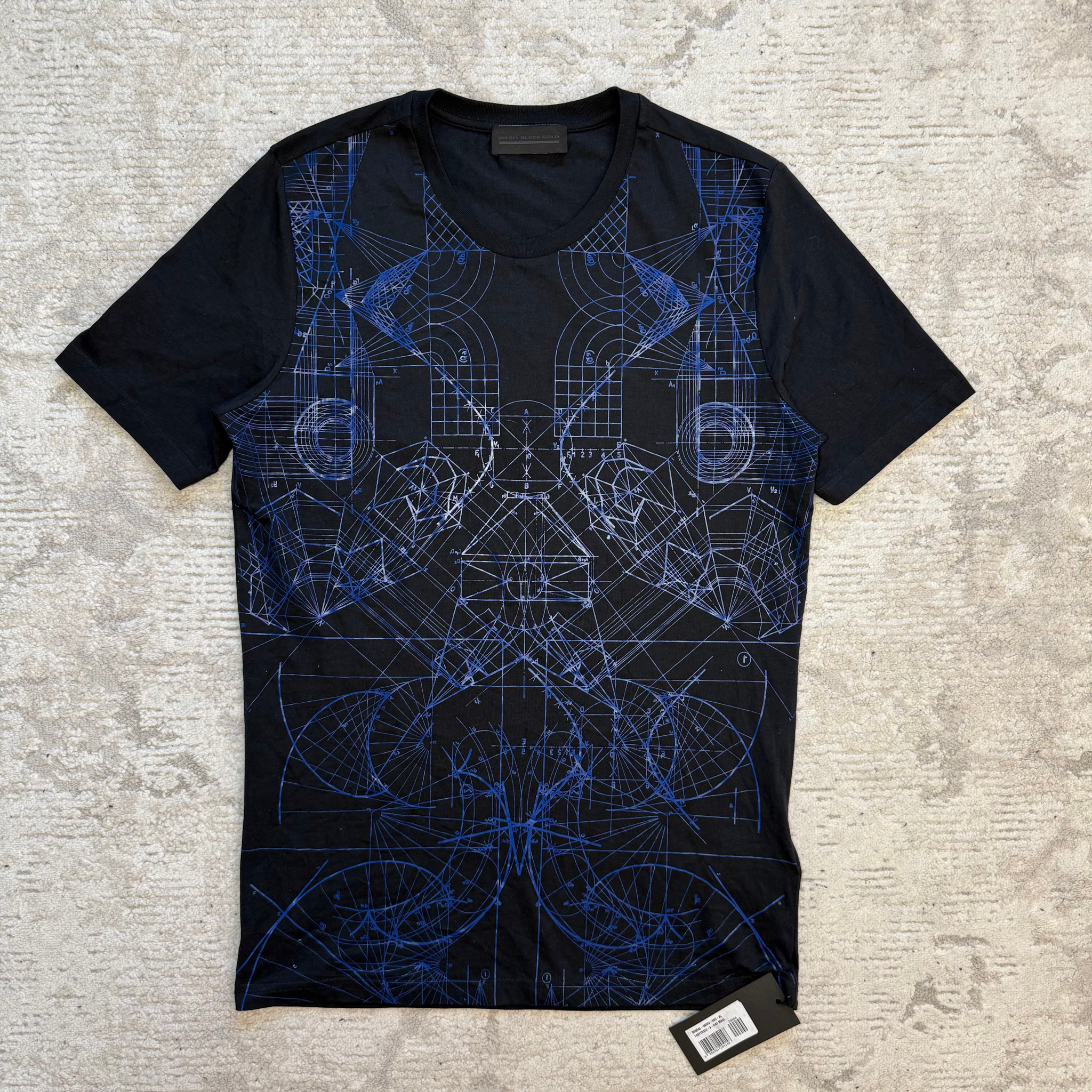 Diesel Black Gold T-Shirt Abstract Graphic Print, миниатюра 1