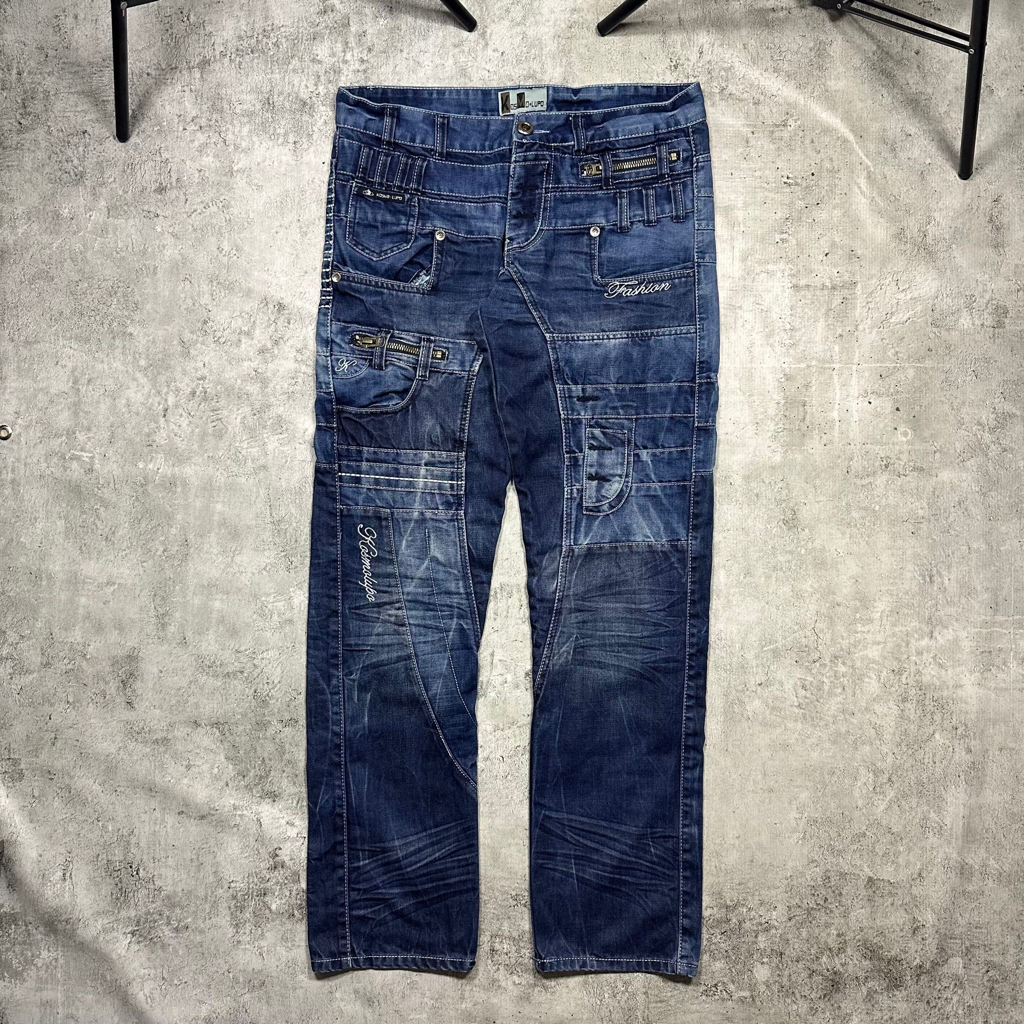 Kosmo Lupo Vintage japrag distressed dark blue jeans, миниатюра 16