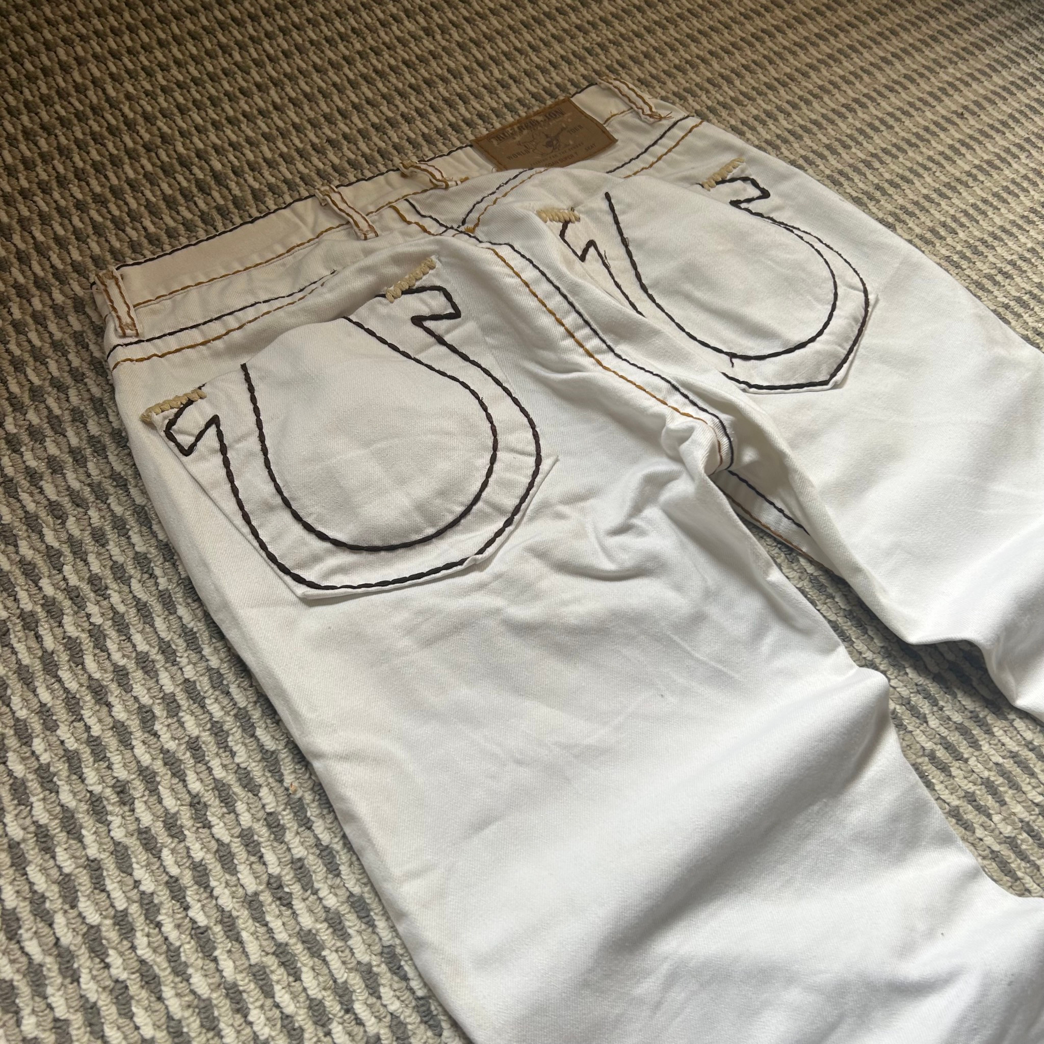 True Religion Logan Super T White Slim Fit Big Logo Jeans, миниатюра 3