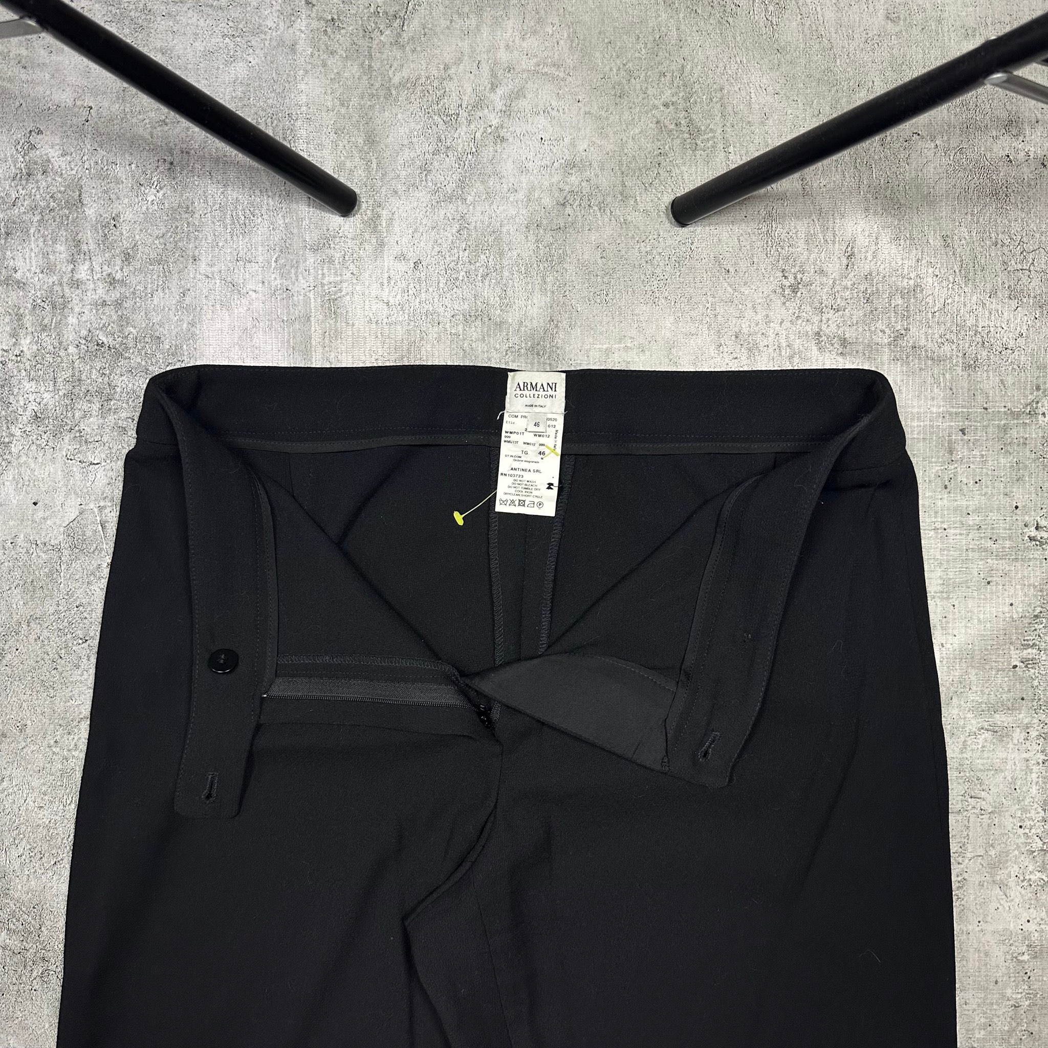 Armani Collezioni vintage black wool wide-leg palazzo trousers, миниатюра 4