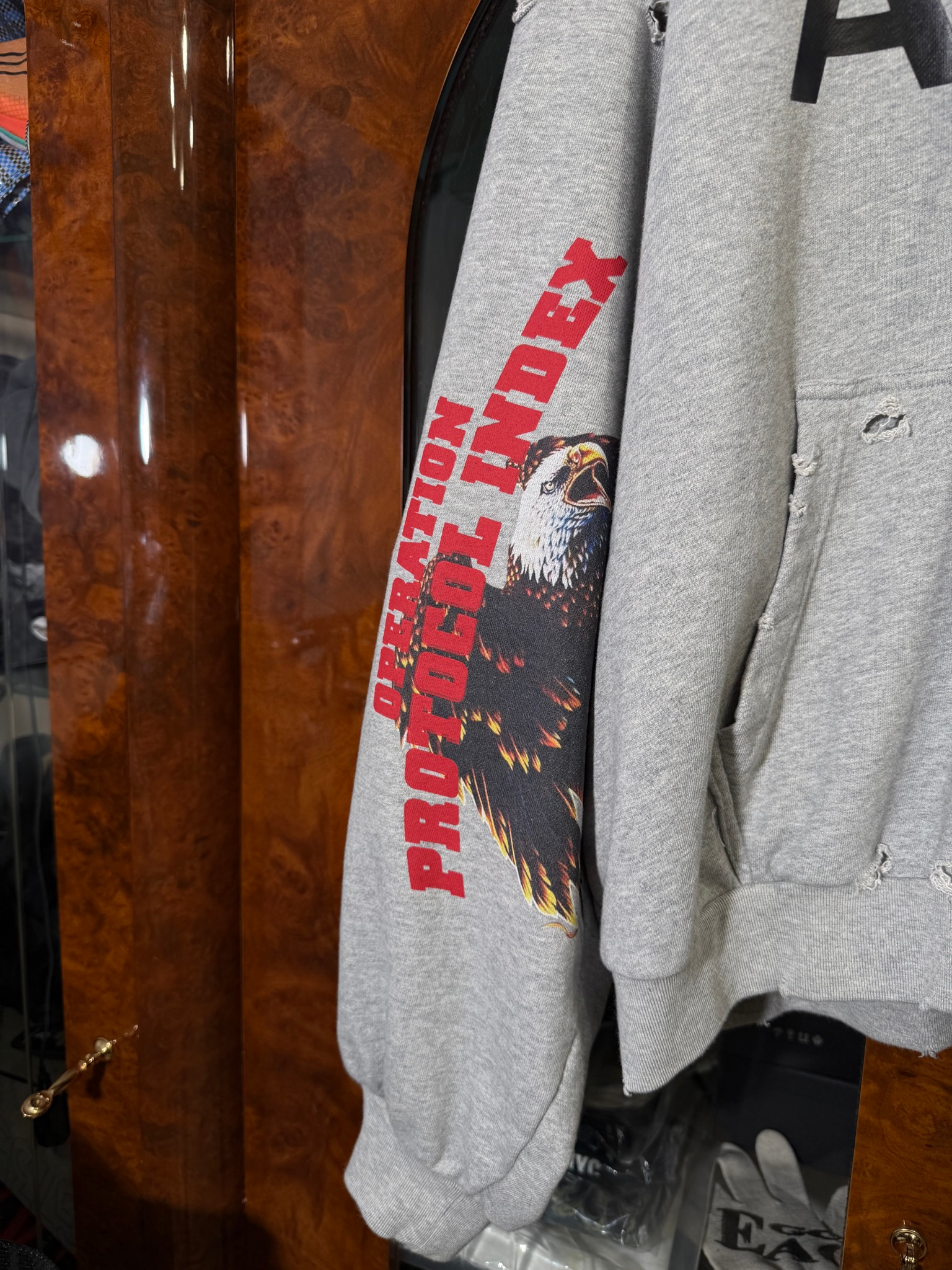 Protocol Index ARMY Reconstructed Sweatshirts Melange Grey Zip Hoodie, миниатюра 4