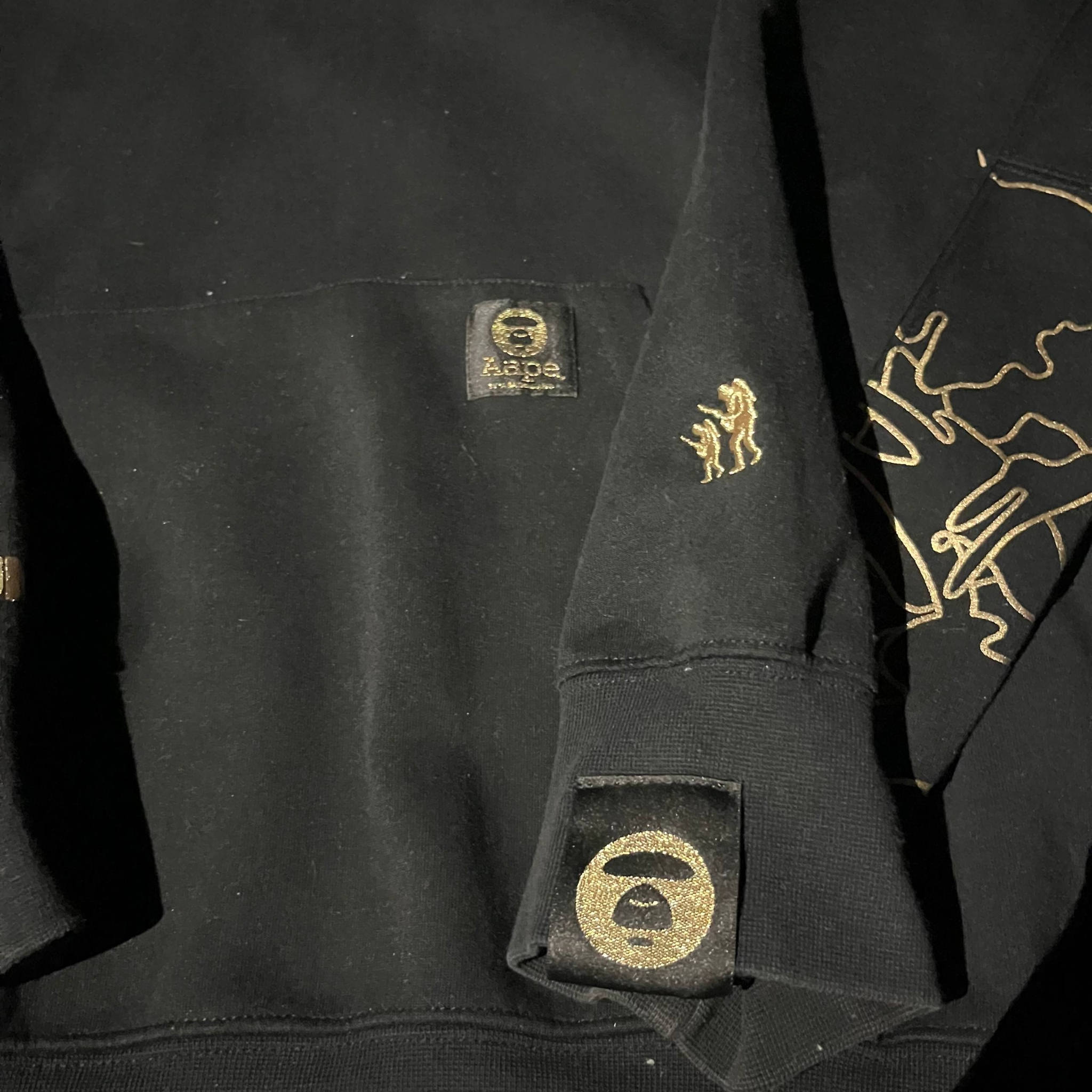 AAPE BY A BATHING APE®. Gold AAPE Gothic Spellout Half-Zip Hoodie, миниатюра 10