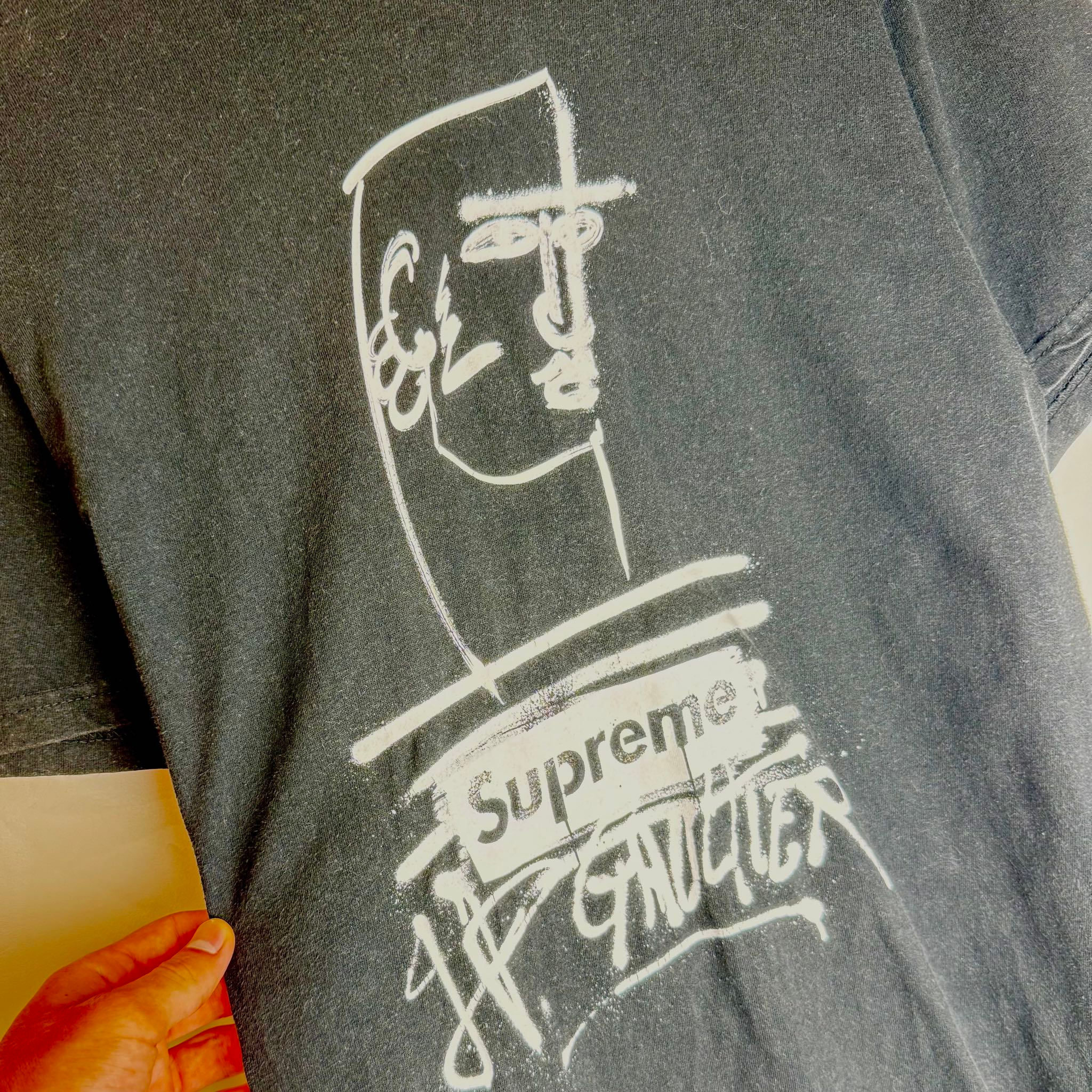 Supreme x Jean Paul Gaultier SS19 Black Logo tee, миниатюра 4