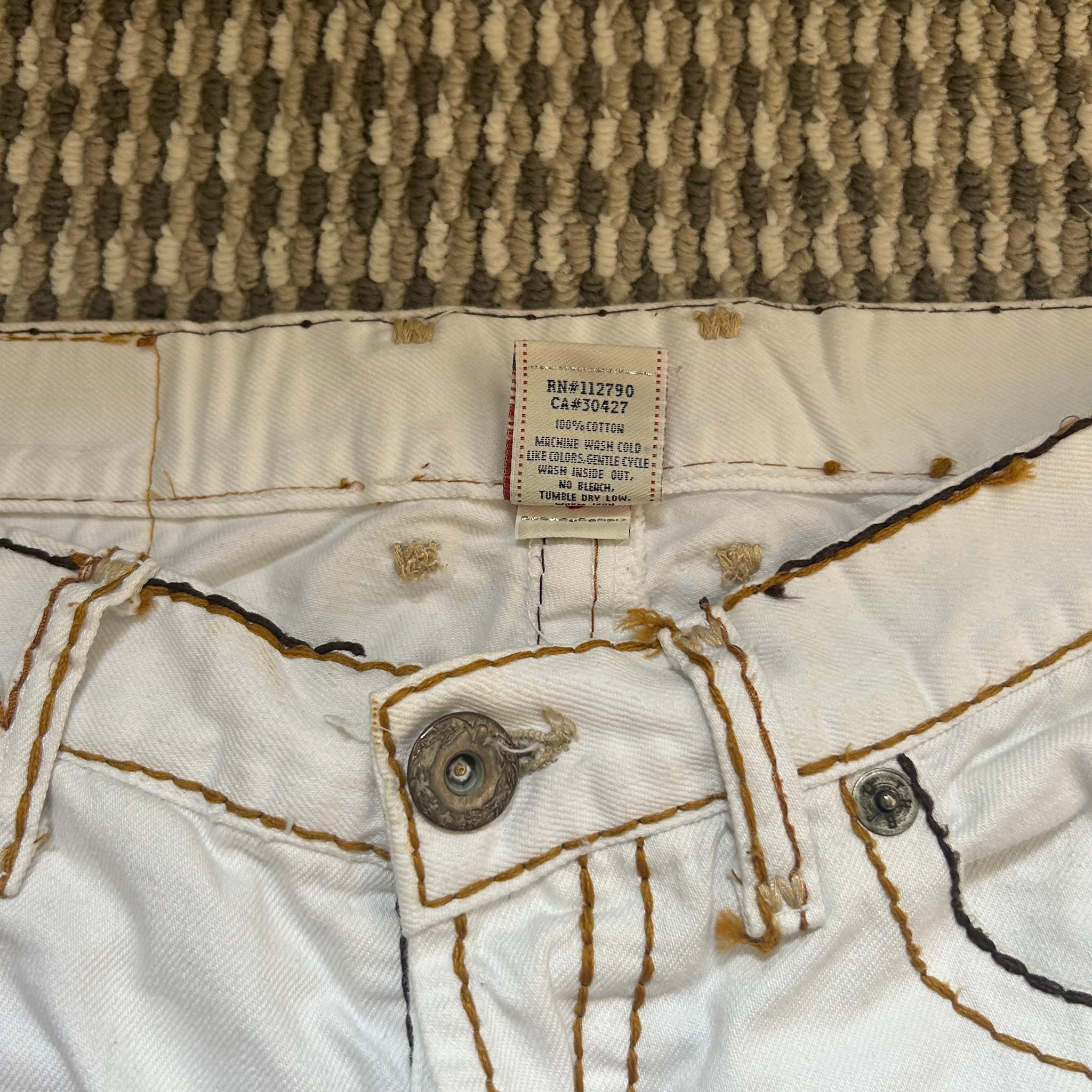 True Religion Logan Super T White Slim Fit Big Logo Jeans, миниатюра 7