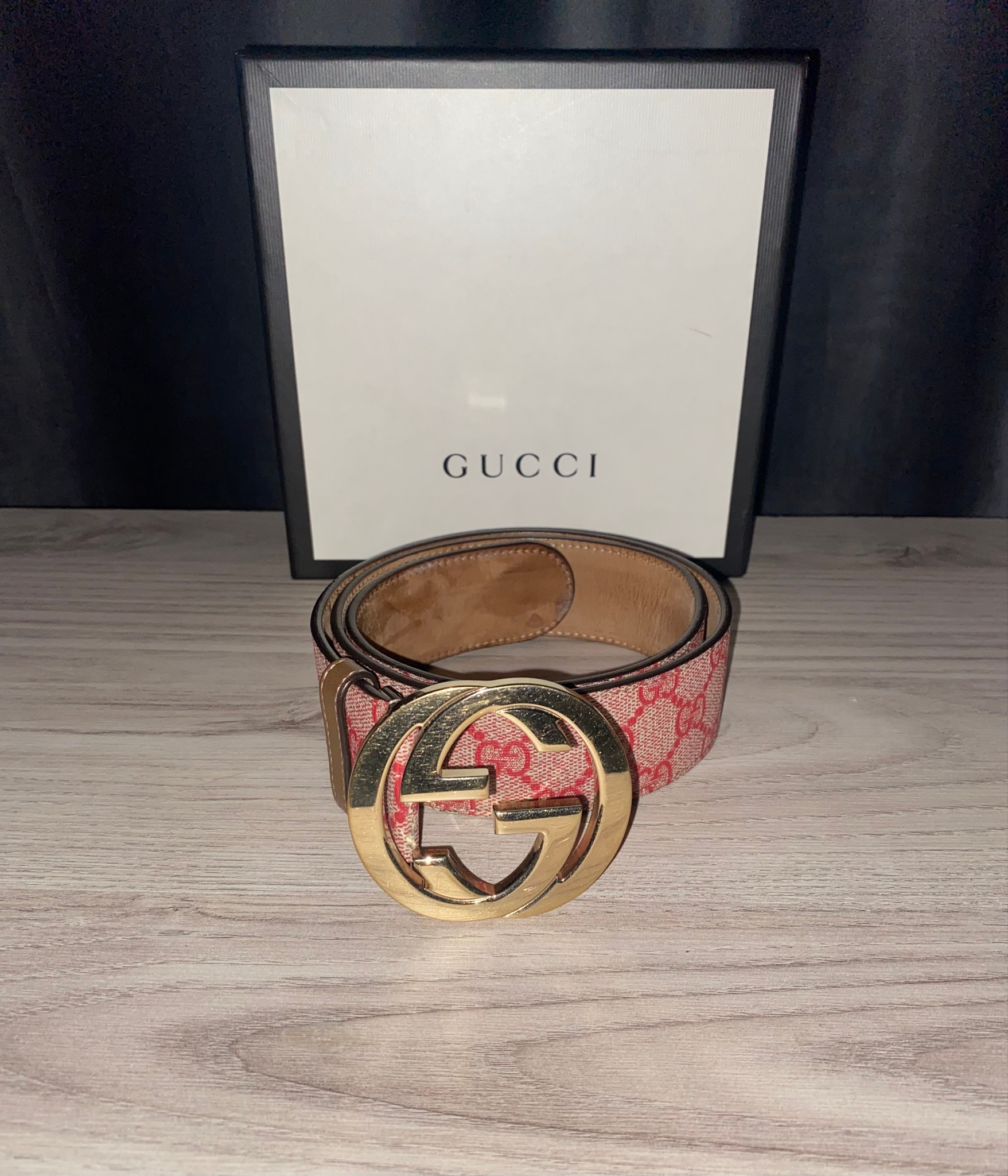 Gucci GG Monogram Red Canvas Belt, миниатюра 2