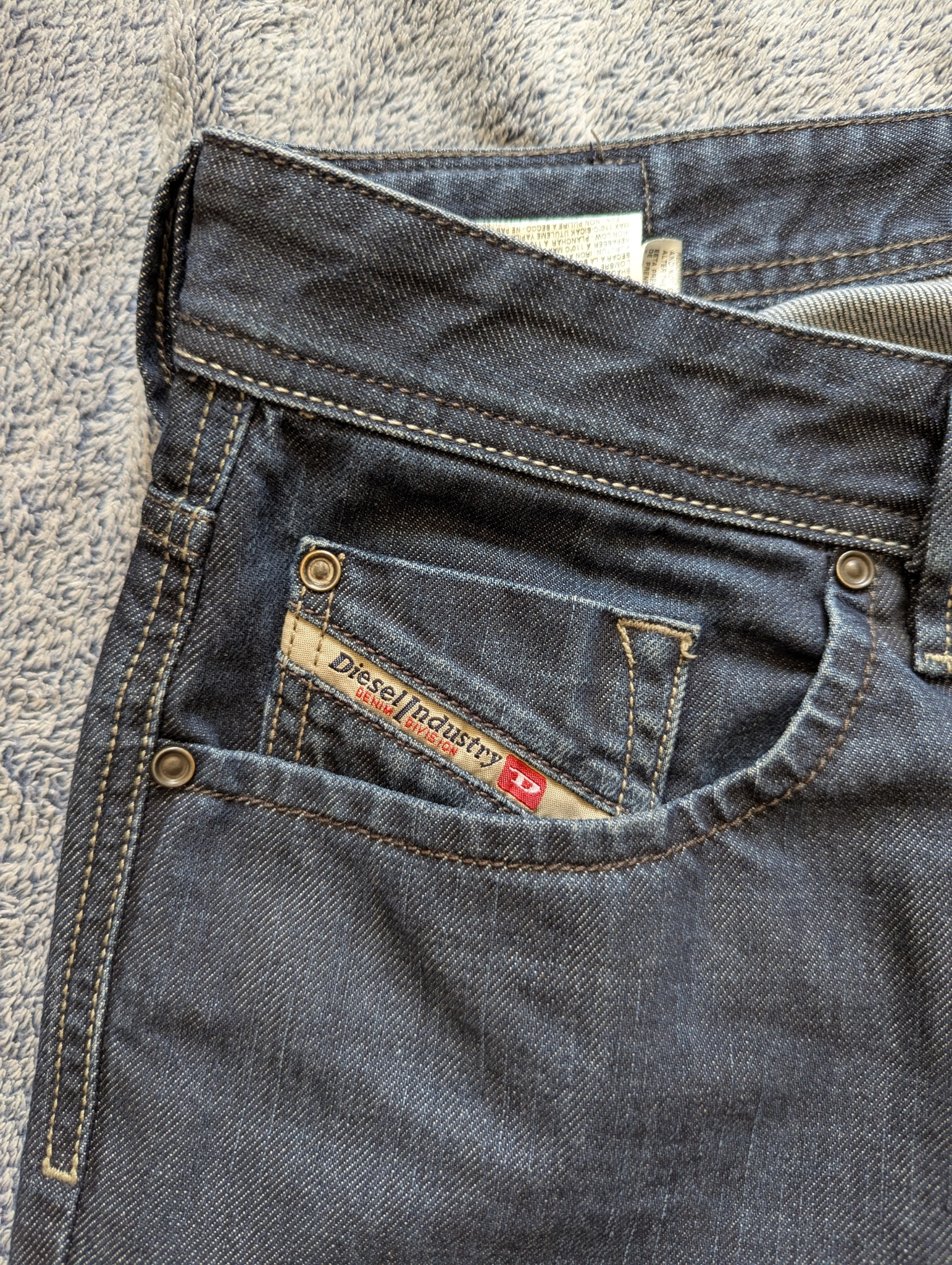 Diesel    Larkee Mens indigo blue straight fit selvedge denim jeans, миниатюра 5