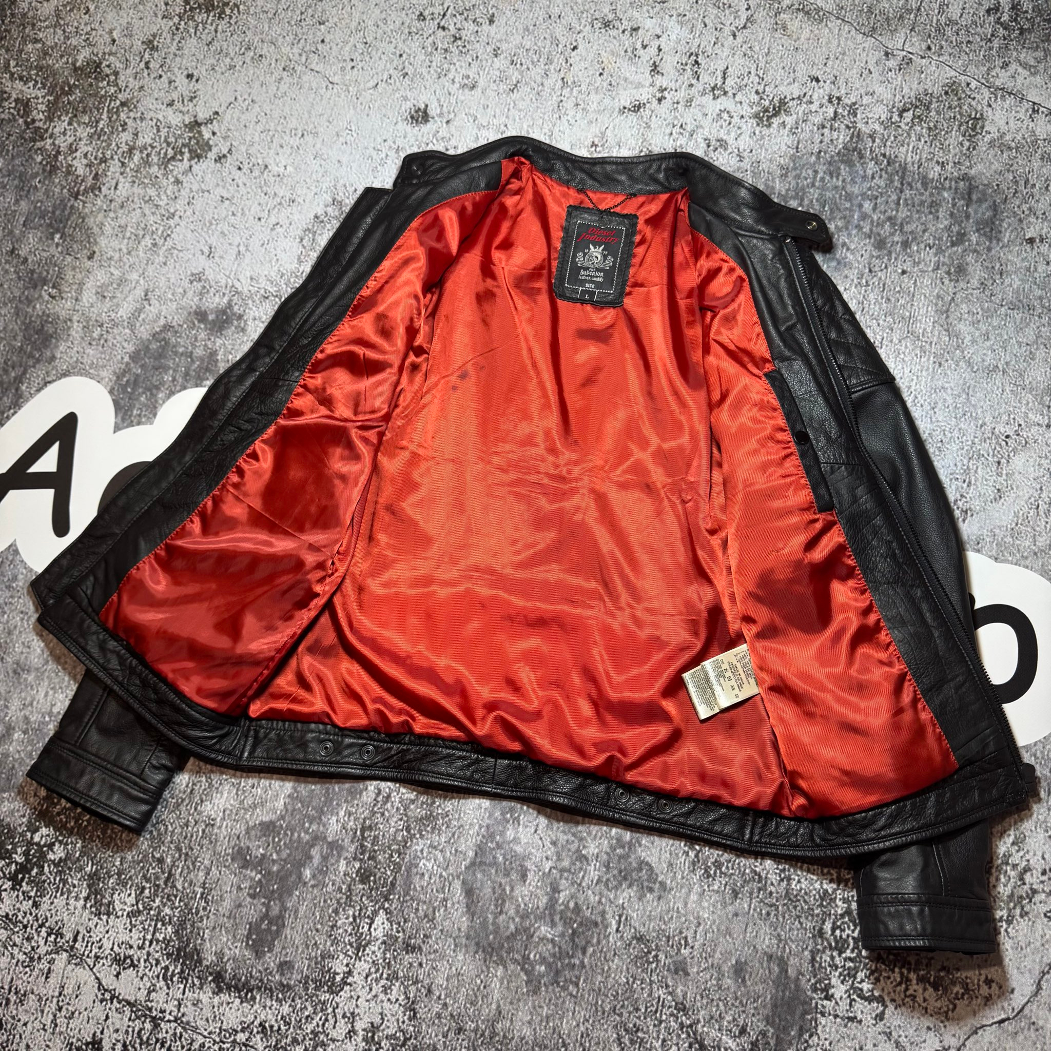 Diesel Leather Jacket Rider Biker, миниатюра 9