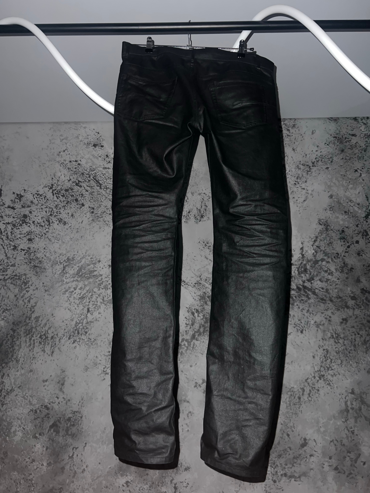 Dior Homme Dior Homme FW07 “Navigate” by Hedi Slimane waxed black jeans, миниатюра 2