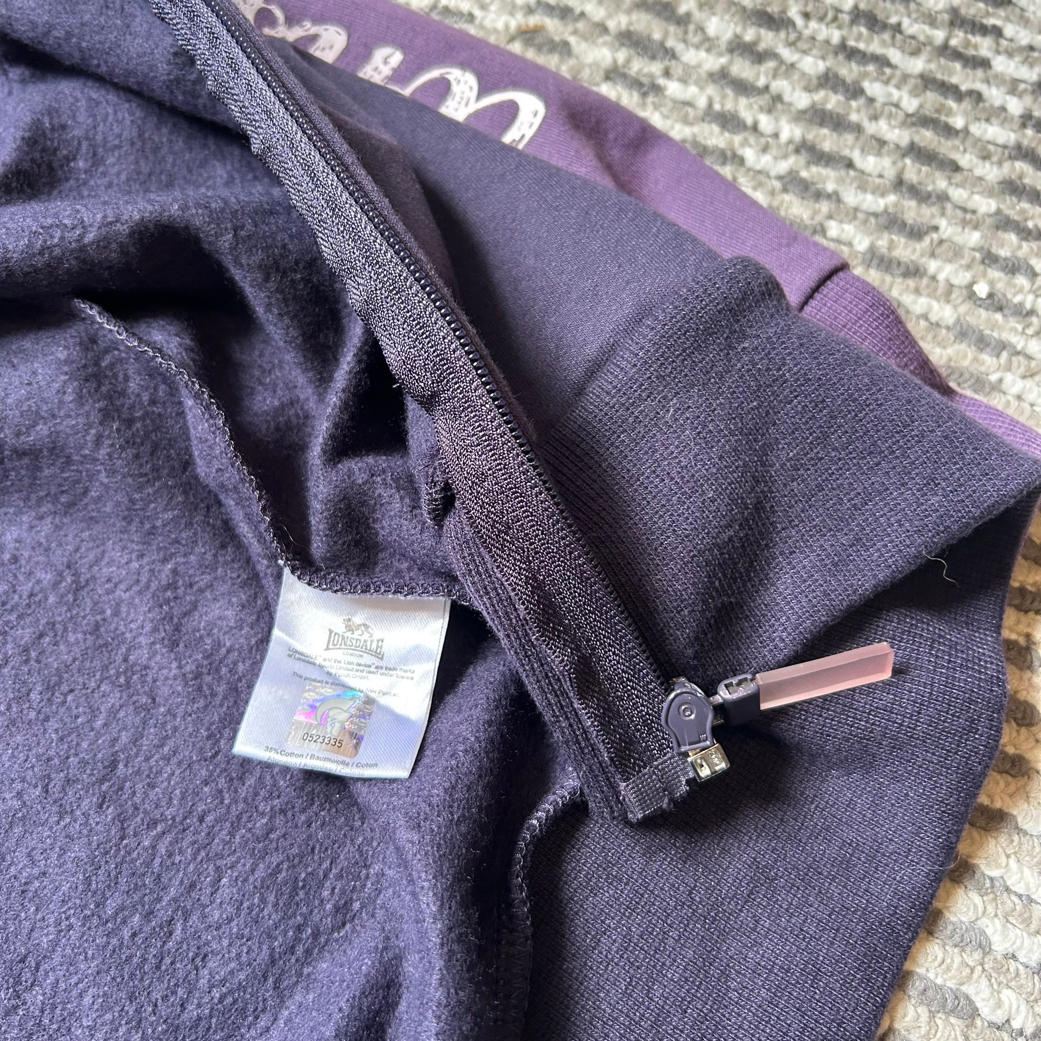 Lonsdale Zip-Hoodie Purple Big Logo Vintage TS, миниатюра 4