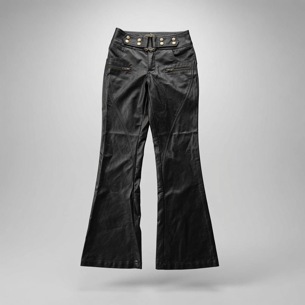 Randolph Duke 2000s Vintage Leather Flared Boot-Cut Pants, миниатюра 1