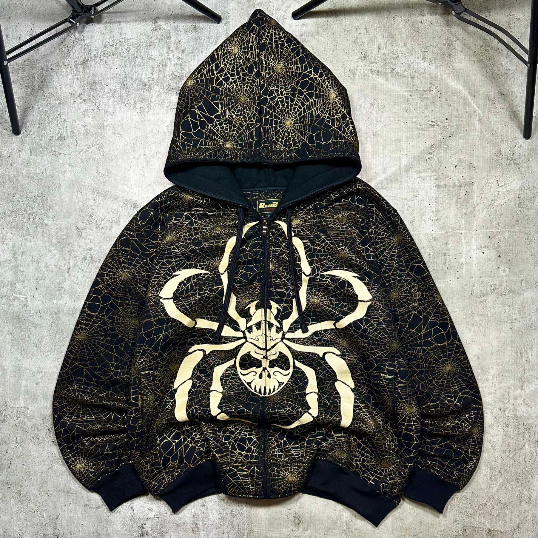 Raw Blue Black gold spider full zip hoodie, миниатюра 1