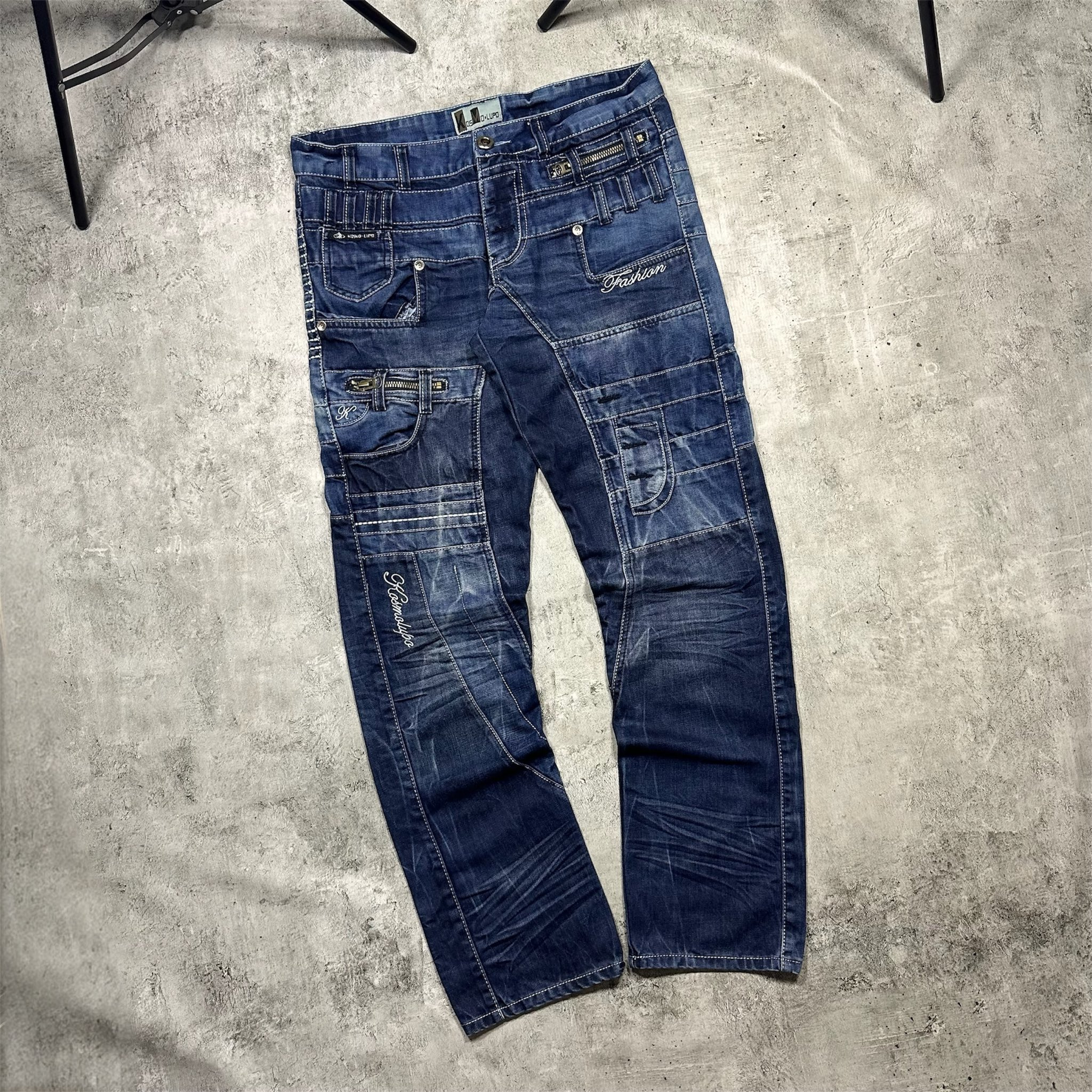 Kosmo Lupo Vintage japrag distressed dark blue jeans, миниатюра 2
