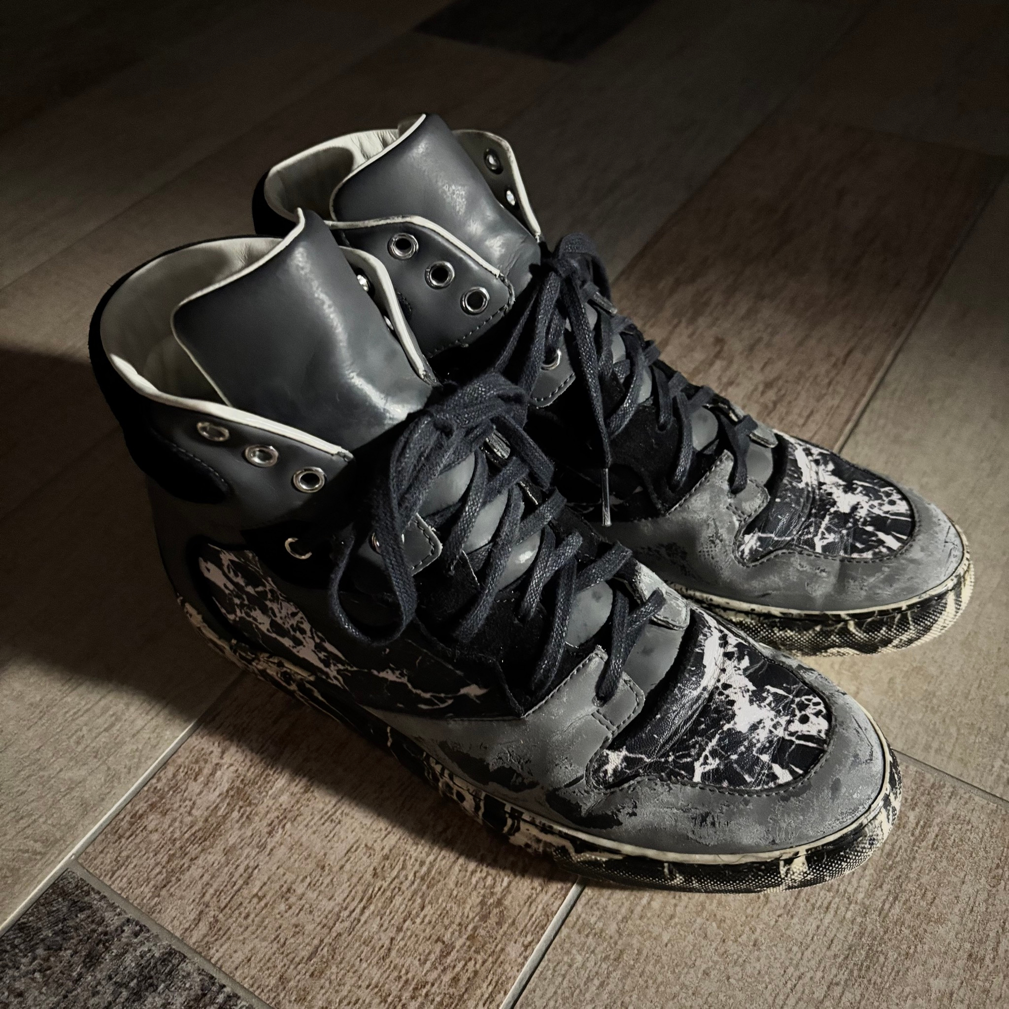Balenciaga Marble-Effect High-Top Sneakers, миниатюра 3