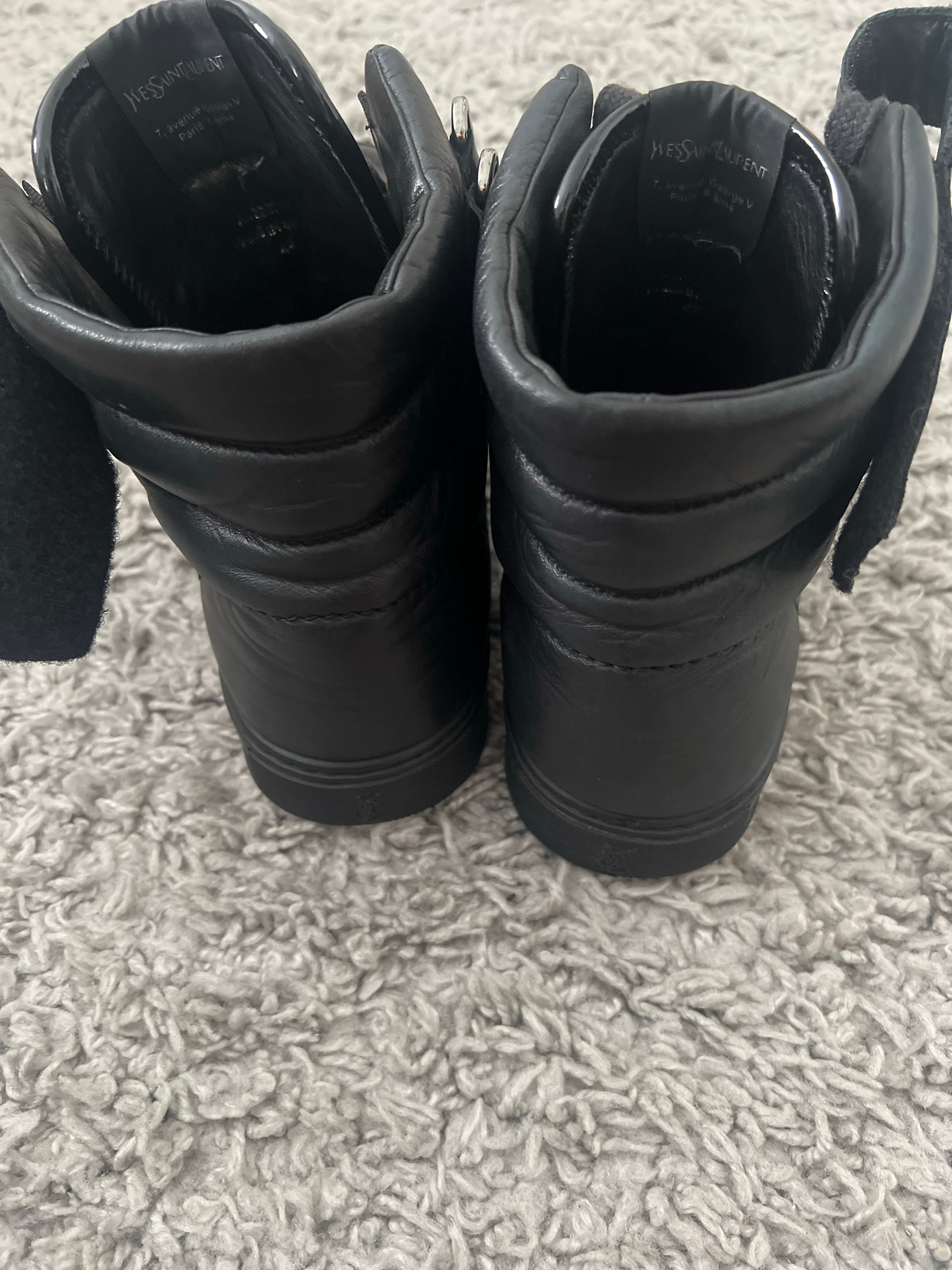 Yves Saint Laurent Black Leopard High Leather Sneakers (FW2012), миниатюра 2