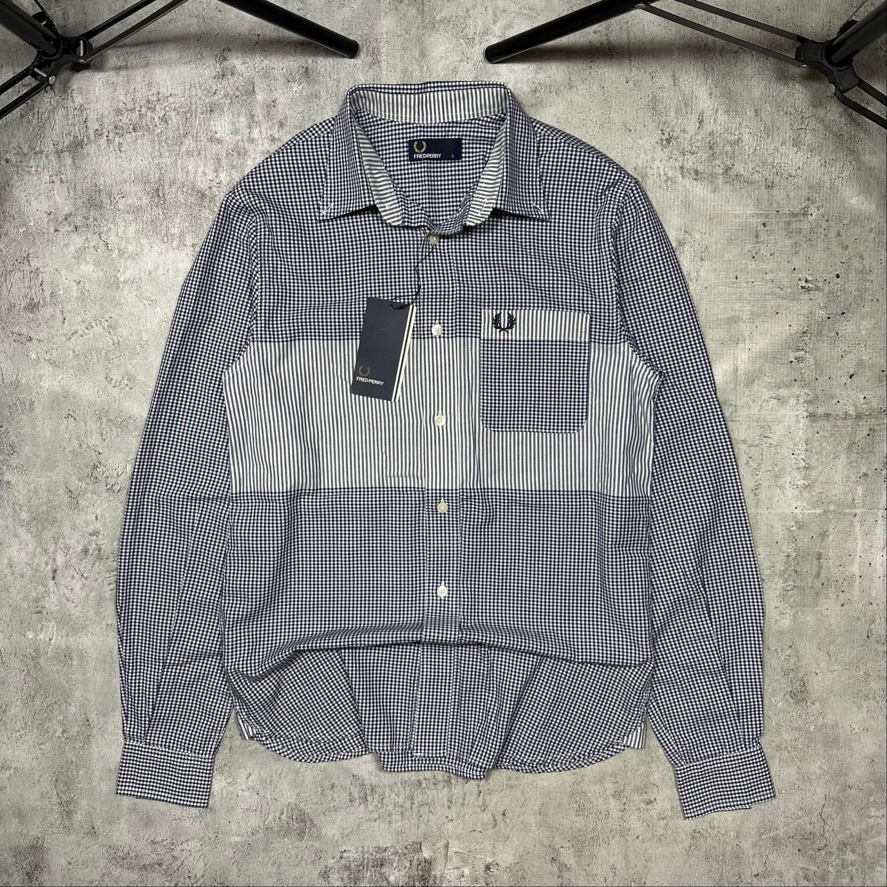 Fred Perry Blue small-check gingham shirt, миниатюра 1