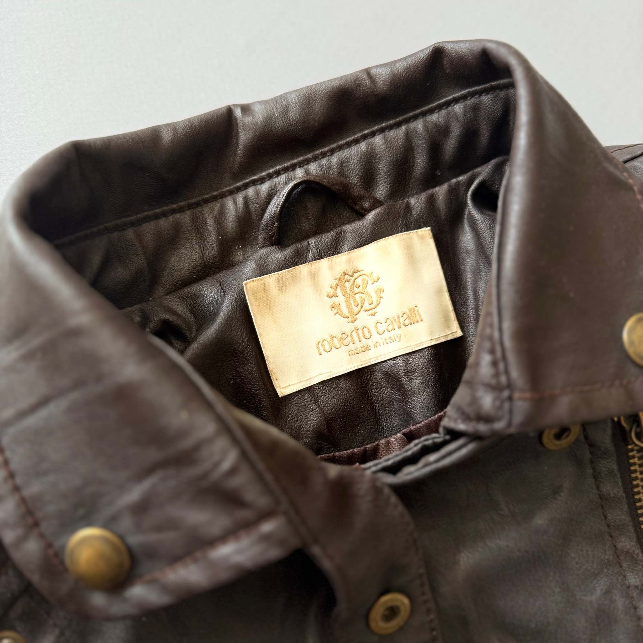 ROBERTO CAVALLI 2000s Vintage Leather Jacket, миниатюра 4