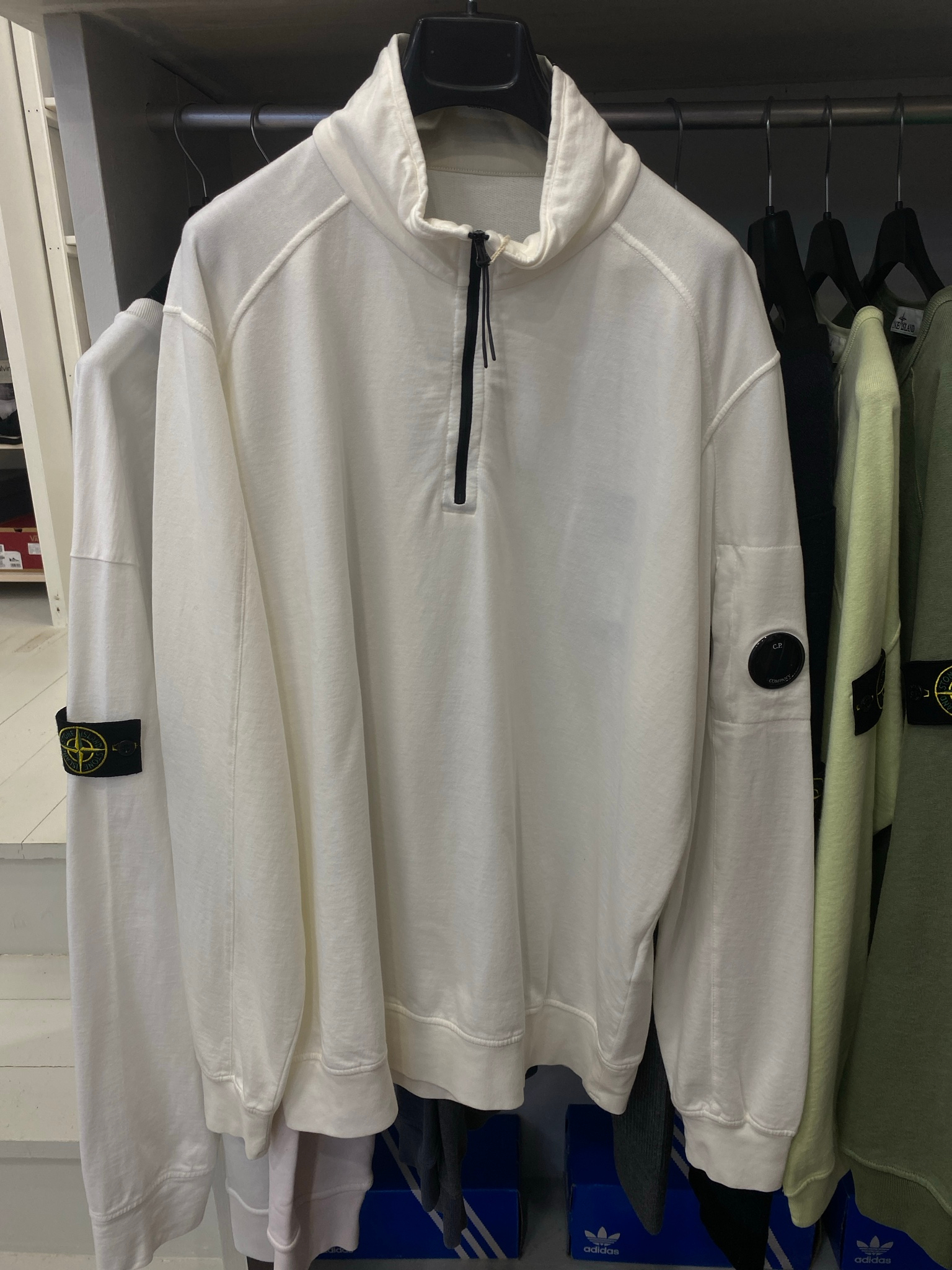 C.P. Company Light Fleece Half Zipped 1/4 Zip White, миниатюра 1