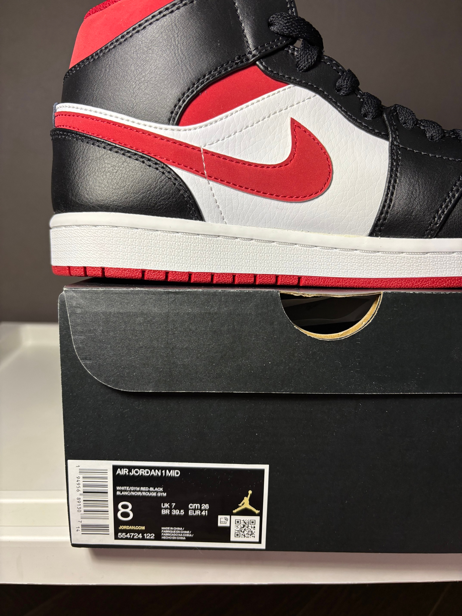 Nike x Air Jordan Jordan 1 Mid Gym Red / Metallic Red, миниатюра 3