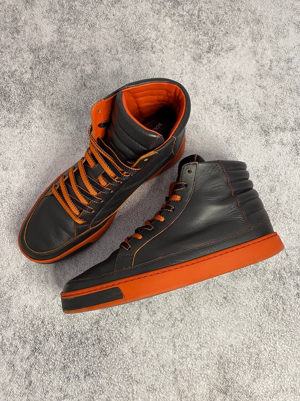 Gucci Gucci Leather High-Top Sneakers 'Black/Orange', миниатюра 1