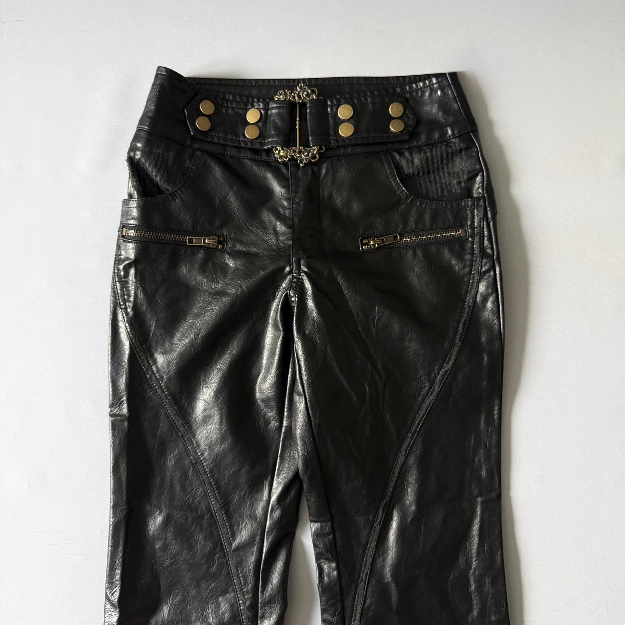 Randolph Duke 2000s Vintage Leather Flared Boot-Cut Pants, миниатюра 3