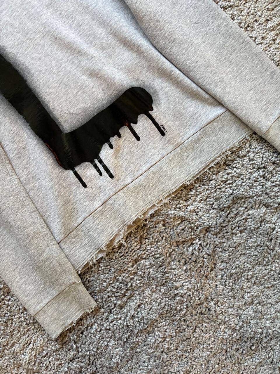 Lanvin Archive Graffiti Logo Distressed Grey Sweatshirt, миниатюра 3