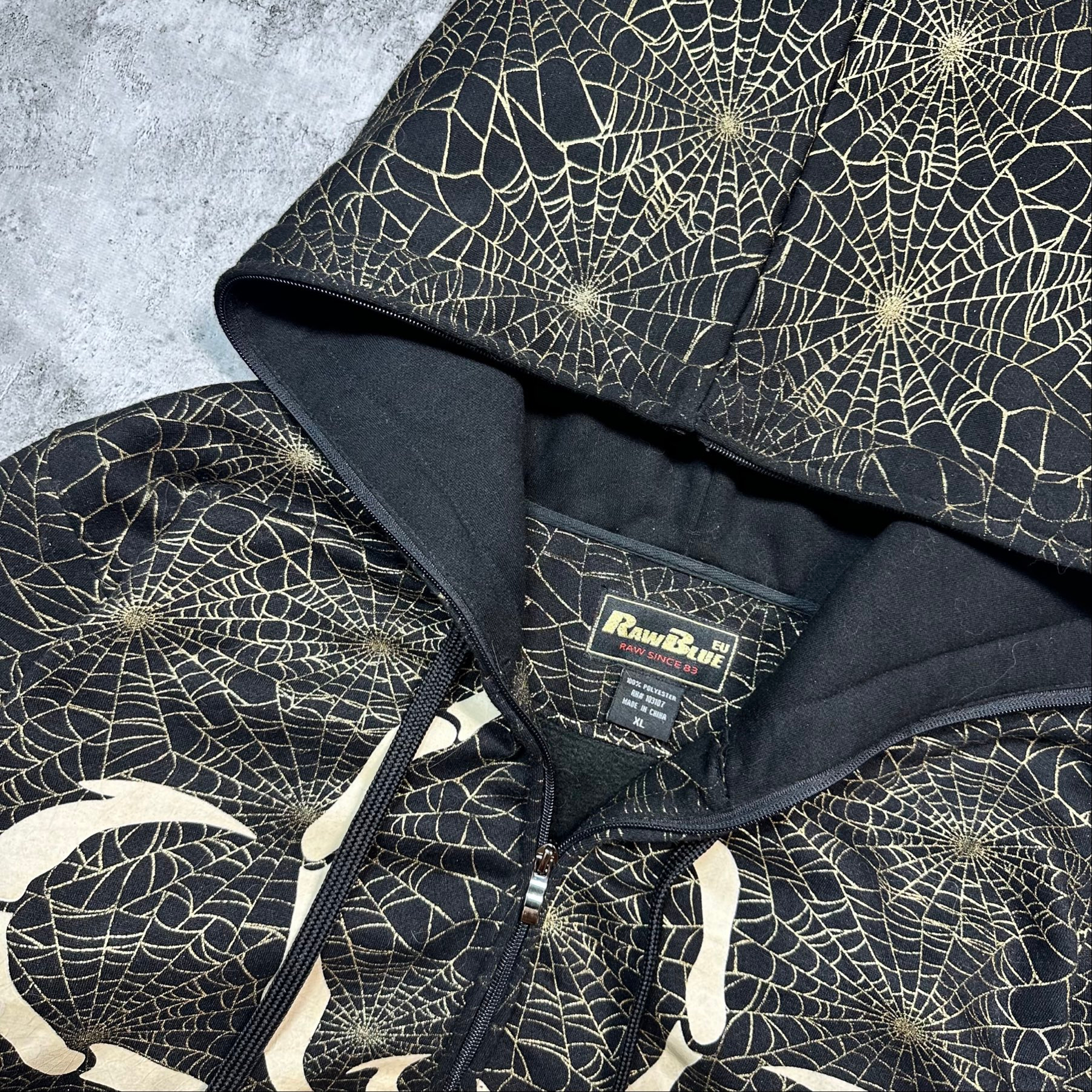 Raw Blue Black gold spider full zip hoodie, миниатюра 3