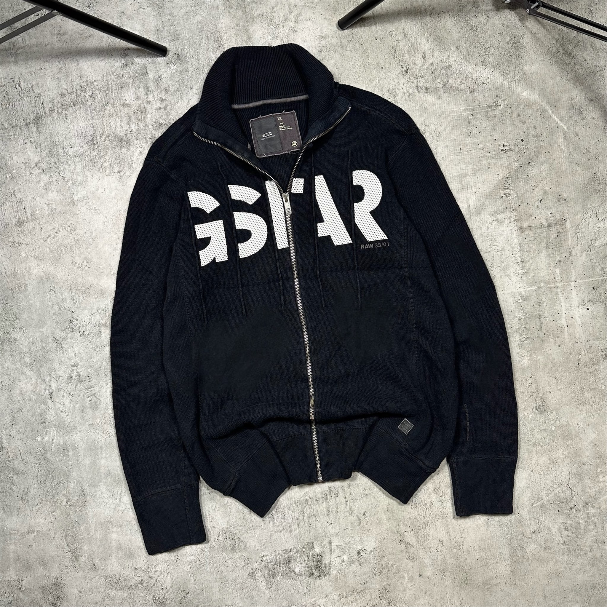 G Star Raw Black zip up sweatshirt pullover, миниатюра 1