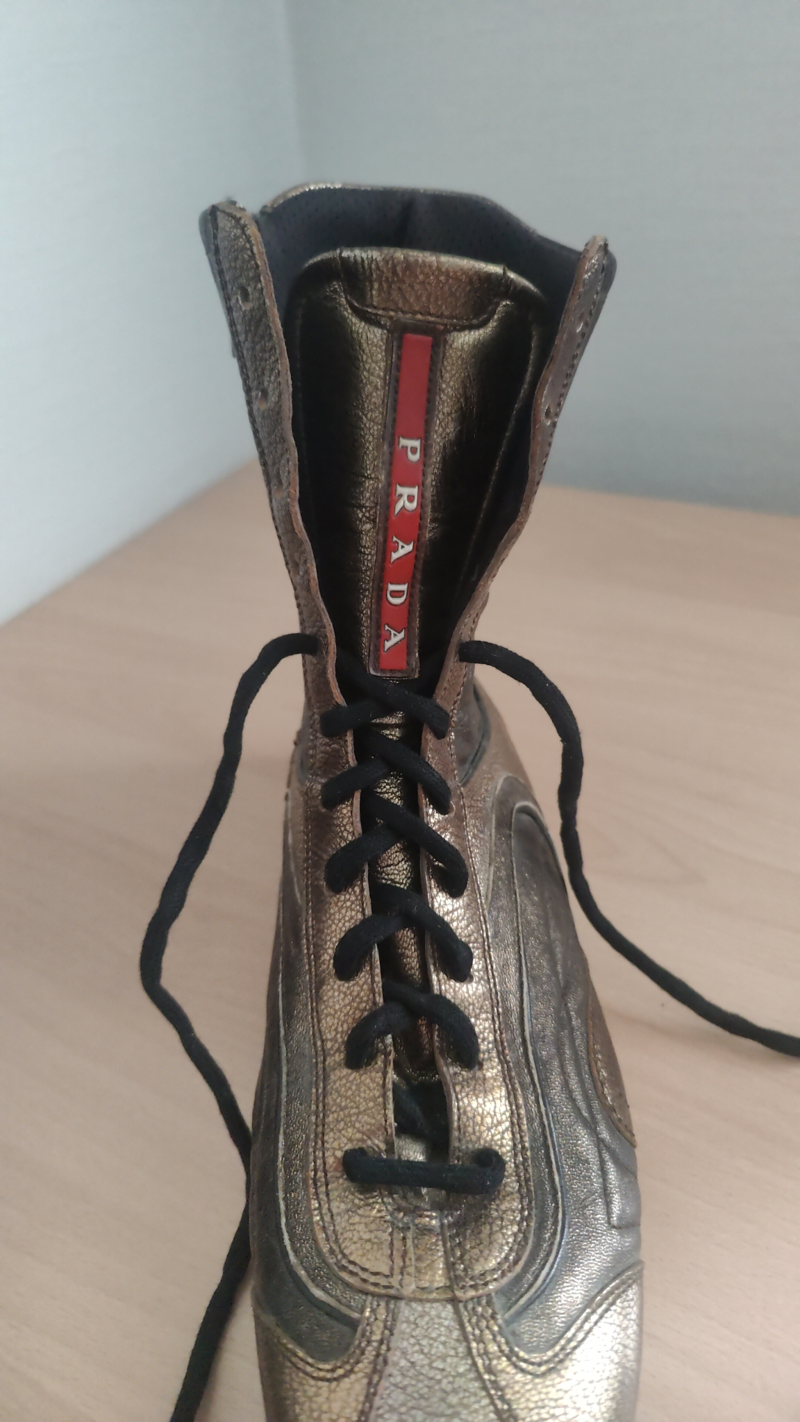 Prada Sport Linea Rossa Golden Boxer Leather Ankle Boots (2000s), миниатюра 4