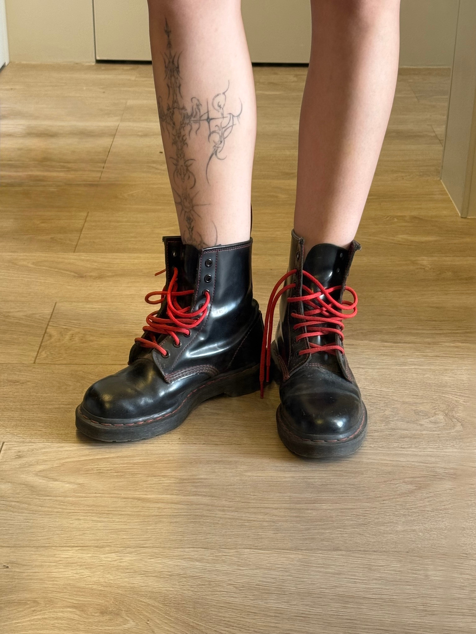 Dr. Martens 1460 BLACK SMOOTH CONTRAST RED STITCH, миниатюра 8
