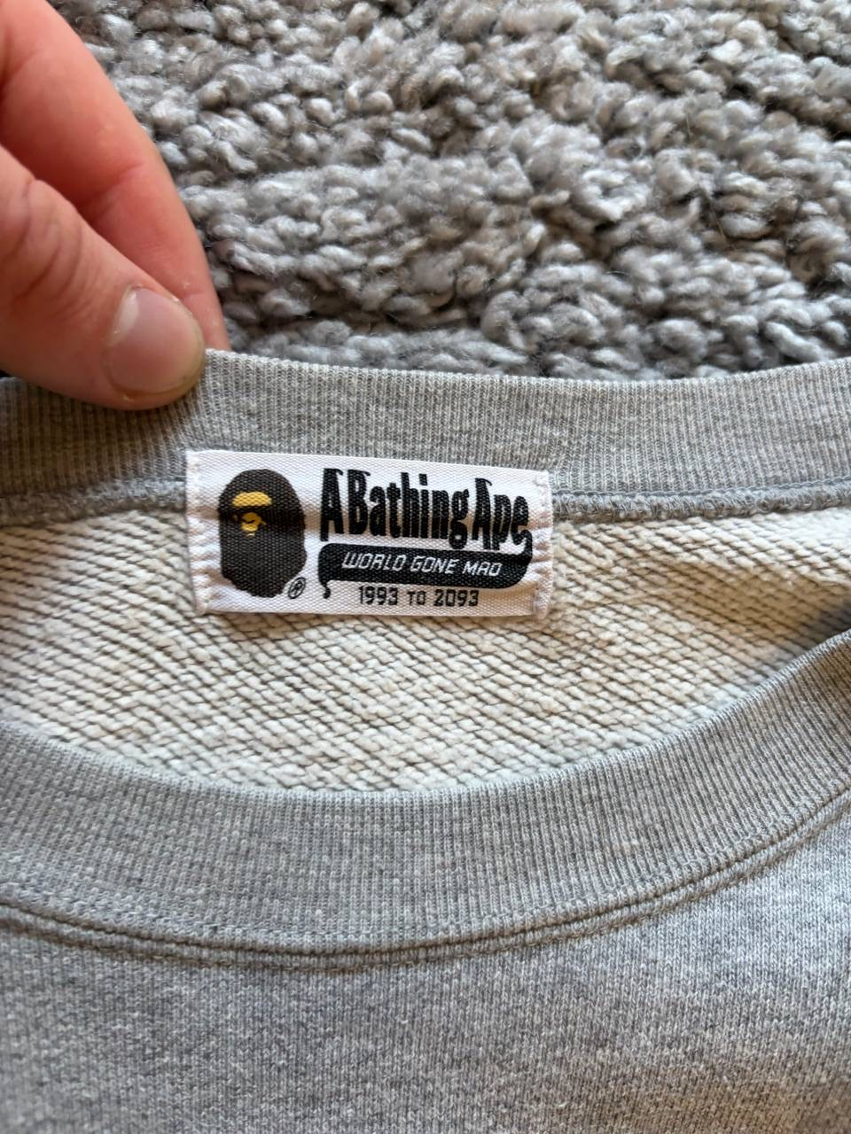 Bape Red Camo Sleeve Embroidered Logo Grey Sweatshirt, миниатюра 5