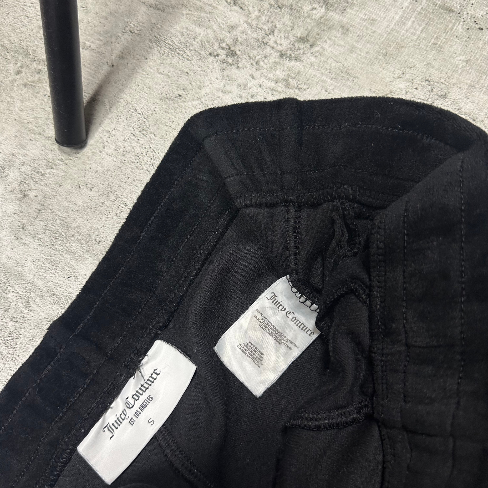 Juicy Couture Velour black flared sweatpants crystals big logo, миниатюра 6