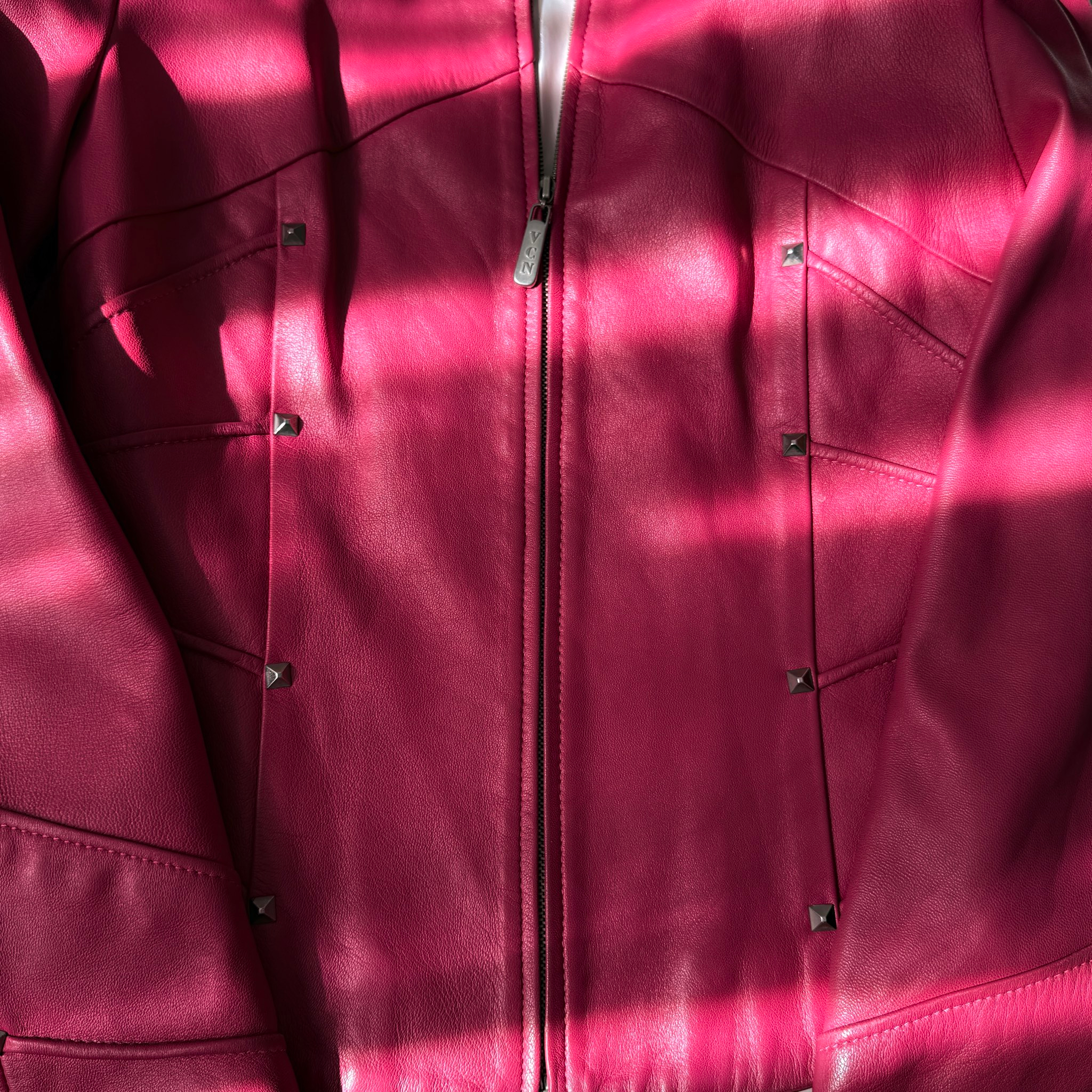 VCN 2000s Vintage Pink Lamb Leather Bella Hadid Jacket, миниатюра 4