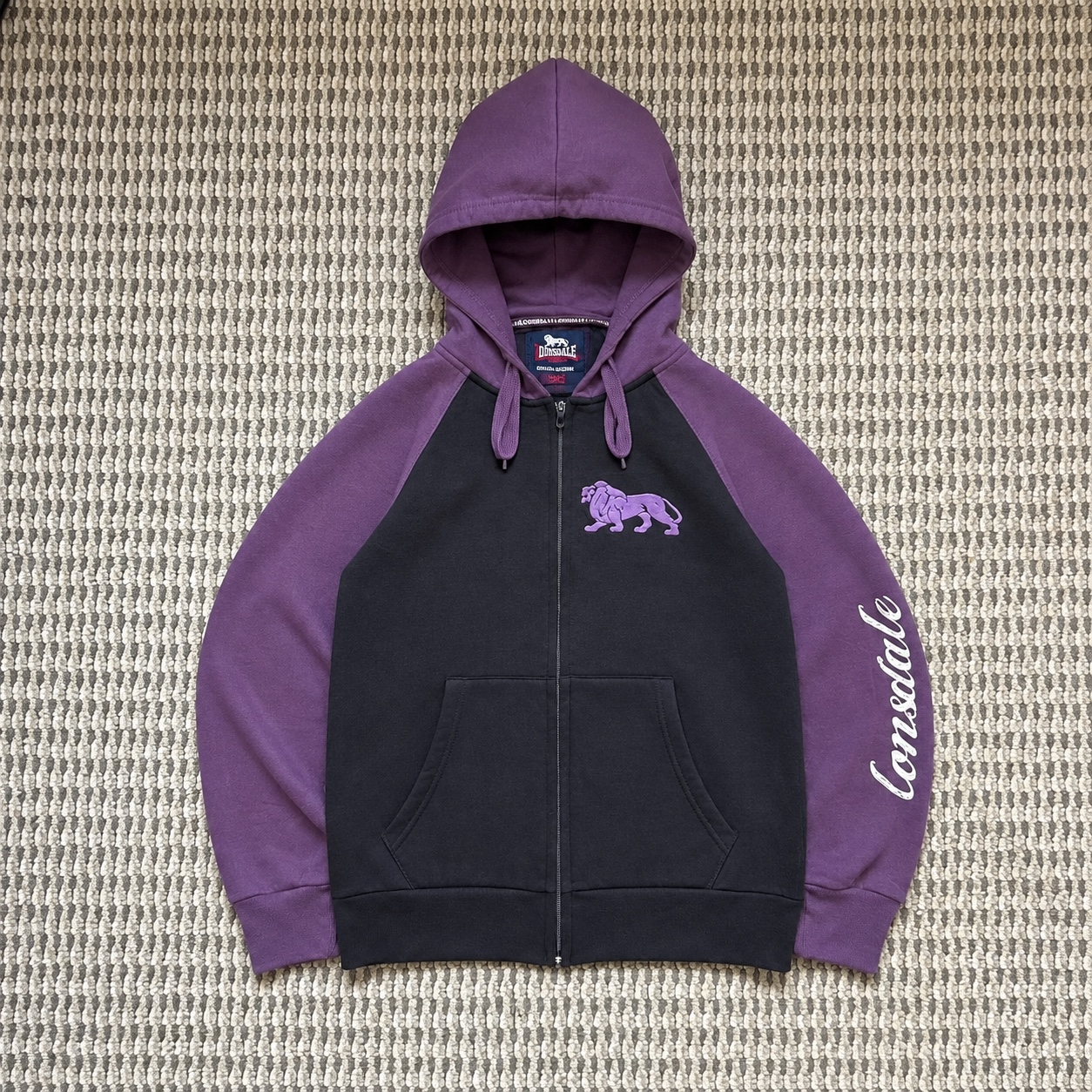 Lonsdale Zip-Hoodie Purple Big Logo Vintage TS, миниатюра 1