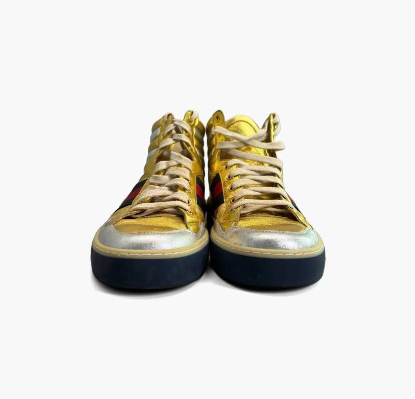 Gucci Metallic Gold High-Top Sneakers, миниатюра 1