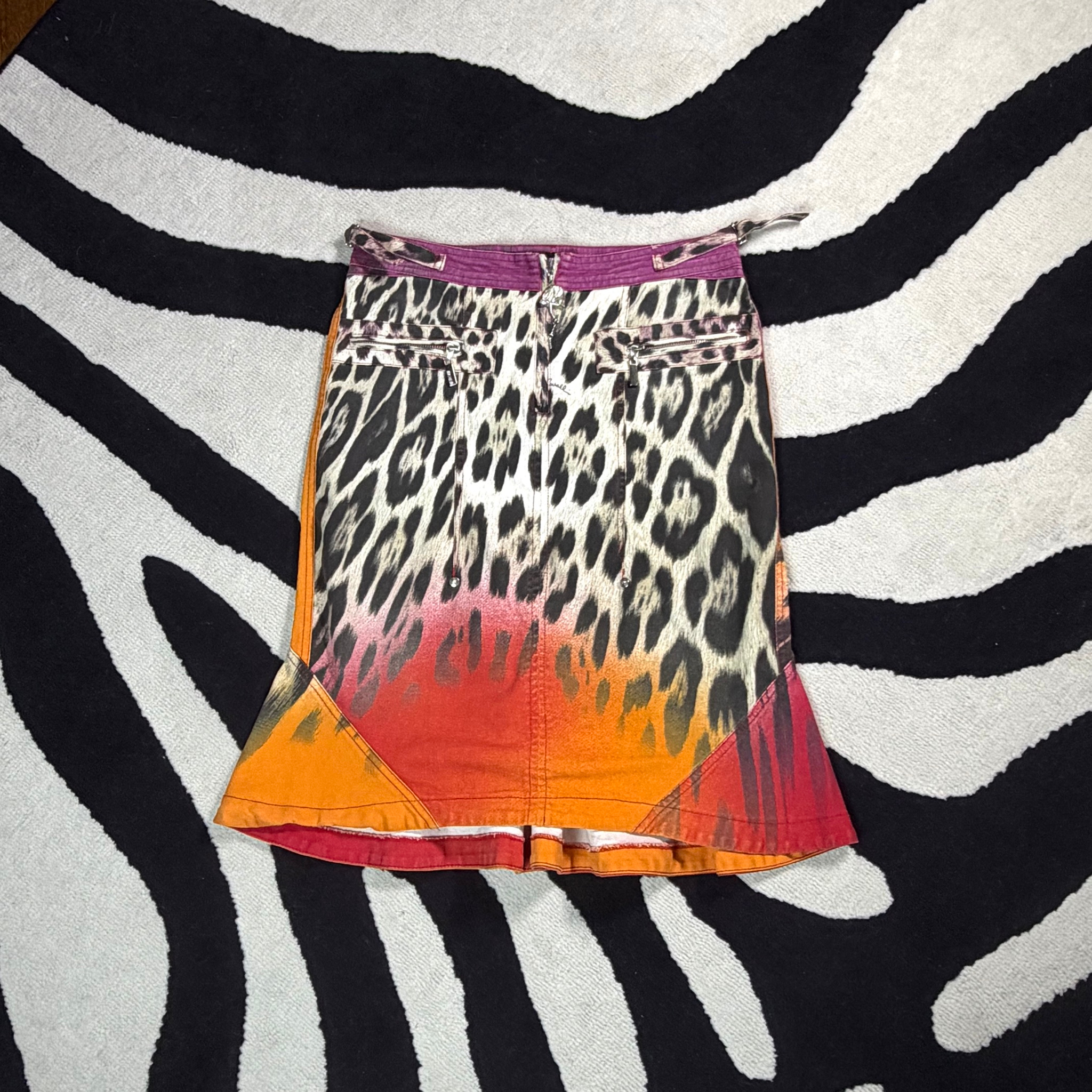 Just Cavalli 2004 Animal Print Denim Skirt, миниатюра 1