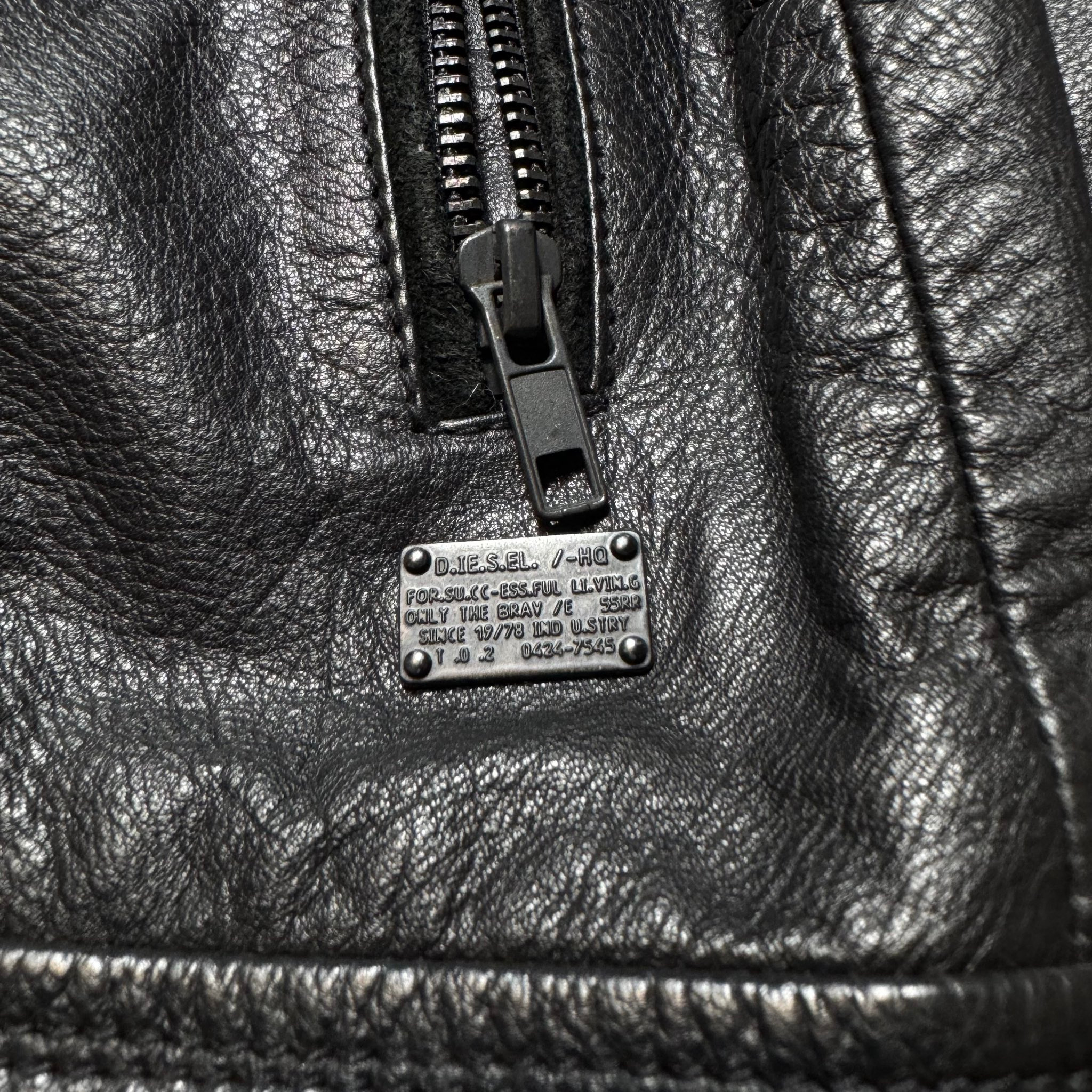 Diesel Leather Jacket Rider Biker, миниатюра 4