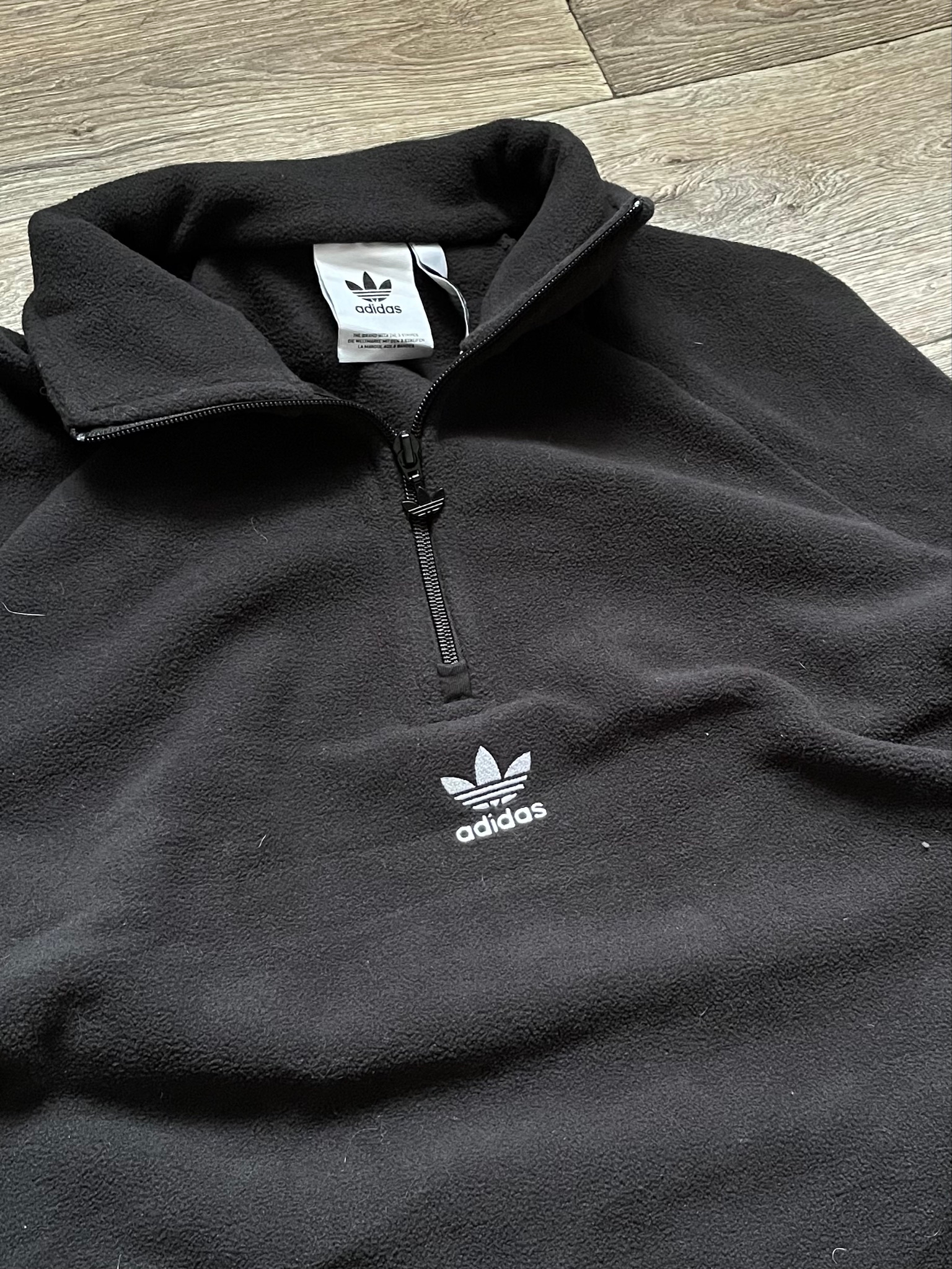 Adidas Originals - Fleece vest with 1/4 zip and Trefoil logo in black, миниатюра 3