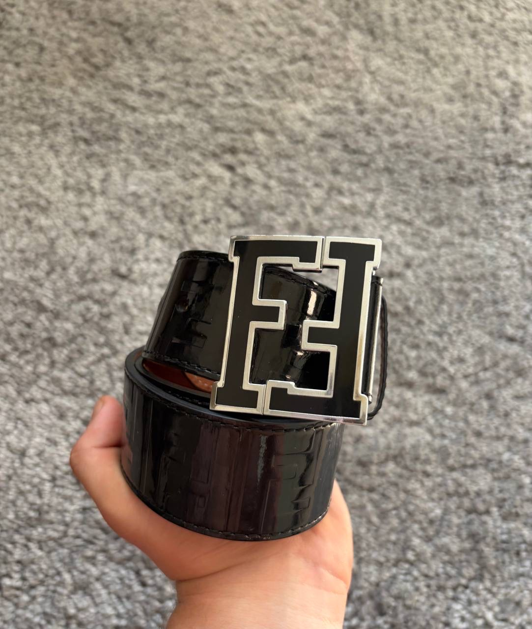 Fendi Fendi Logo Zucca Monogram Glance Black Leather, миниатюра 1