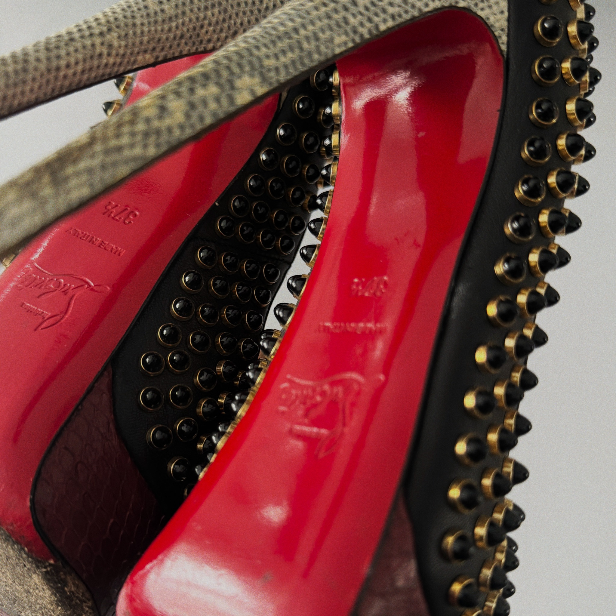 Christian Louboutin Lurex Fabrics Peep Toe Spike Platform Pumps, миниатюра 5