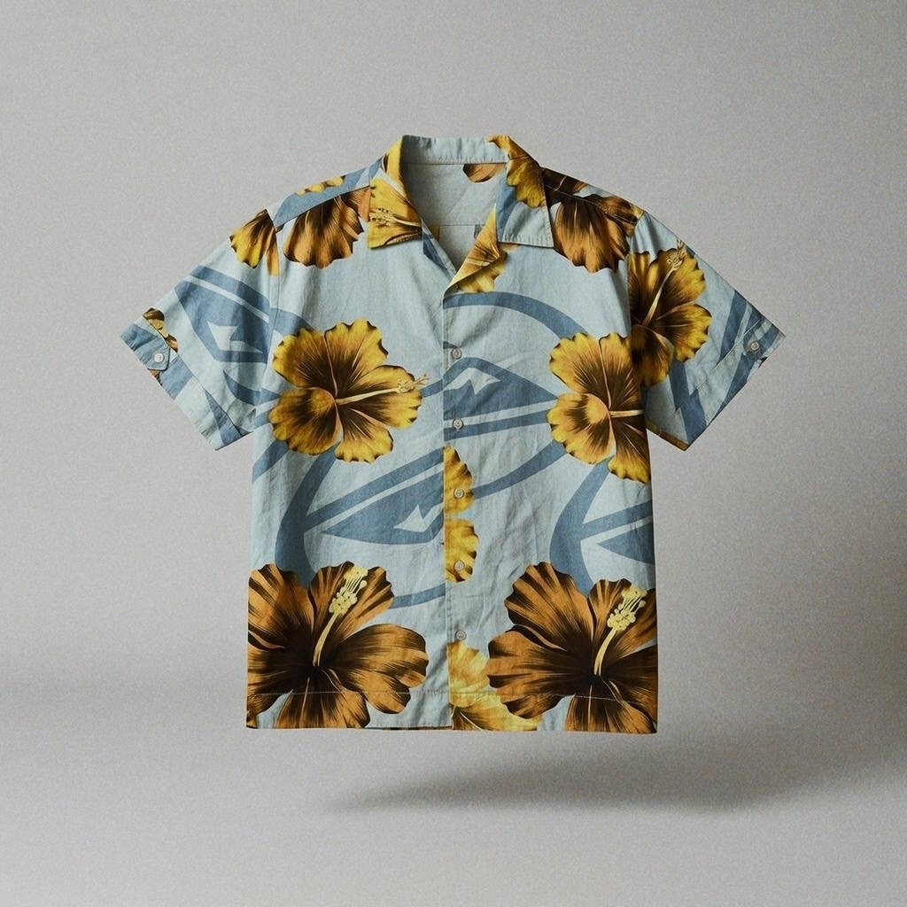 QUIKSILVER 2000s Vintage Floral Camp Collar Shirt, миниатюра 1