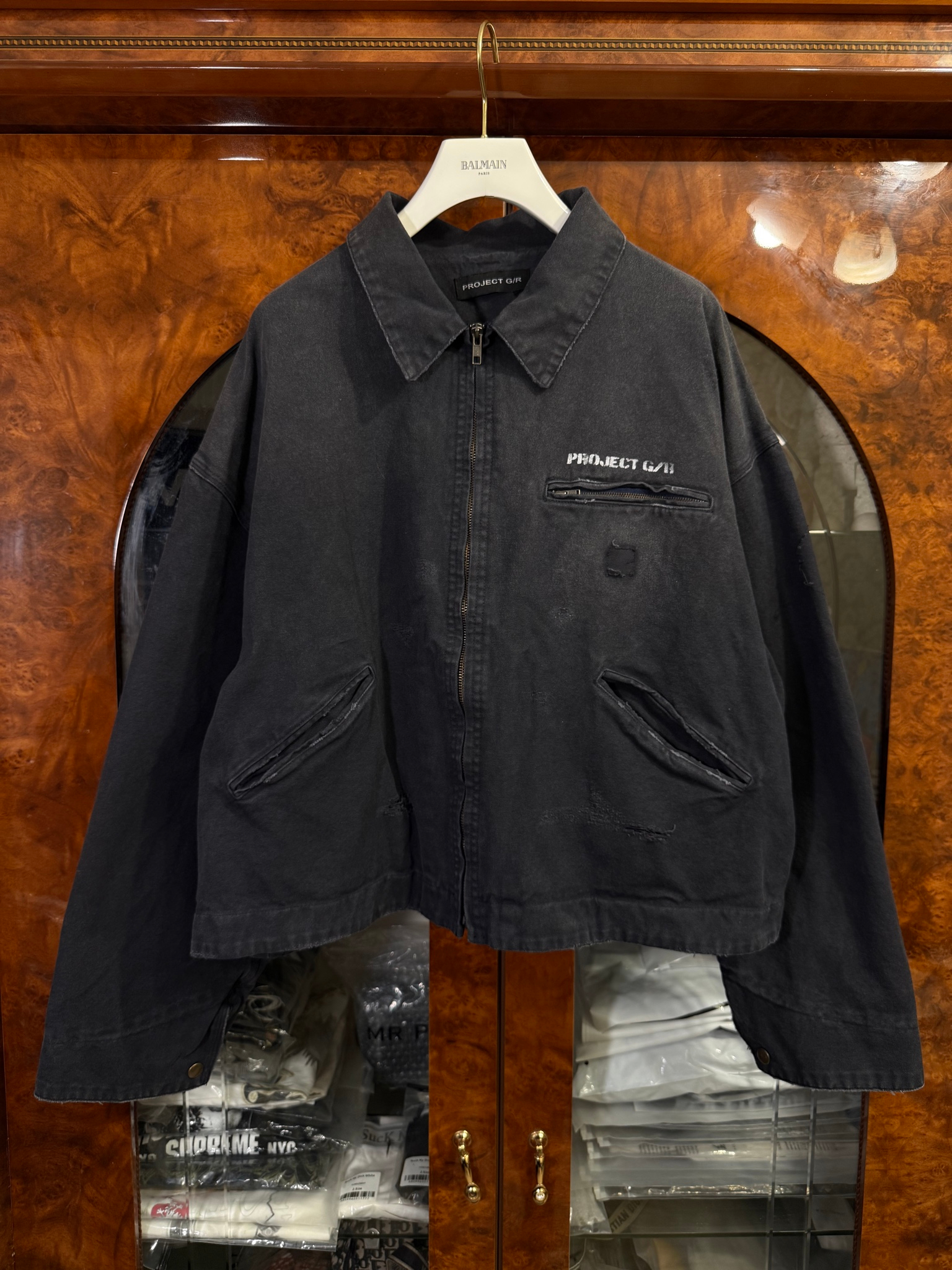 Project G/R Distressed Canvas Blue Work Jacket, миниатюра 1