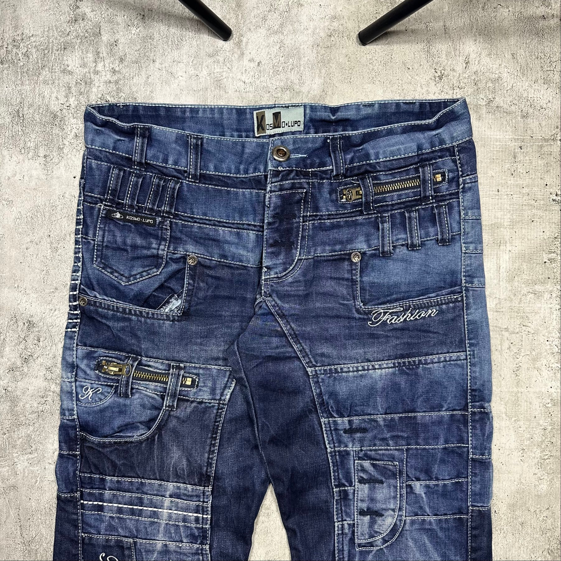 Kosmo Lupo Vintage japrag distressed dark blue jeans, миниатюра 4
